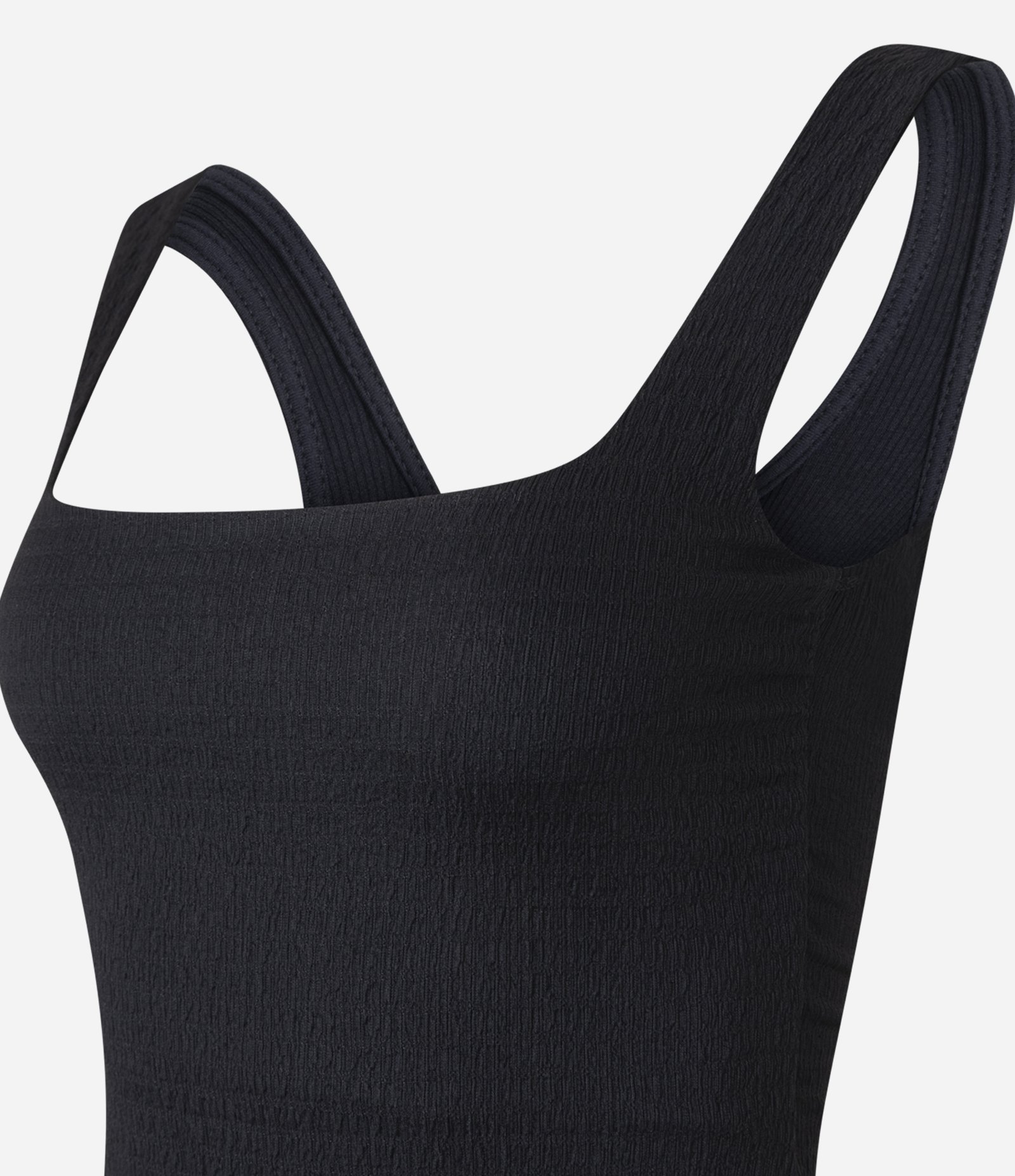 Vestido Texturizado com Decote Quadrado e Alça Larga Preto 6