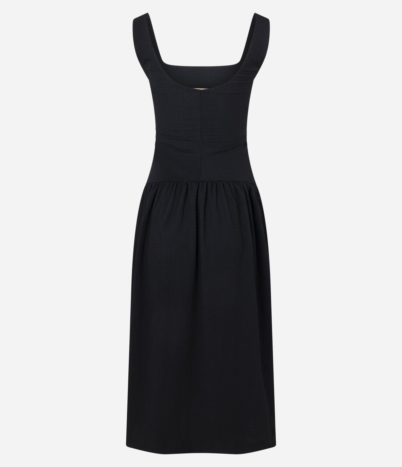 Vestido Texturizado com Decote Quadrado e Alça Larga Preto 7