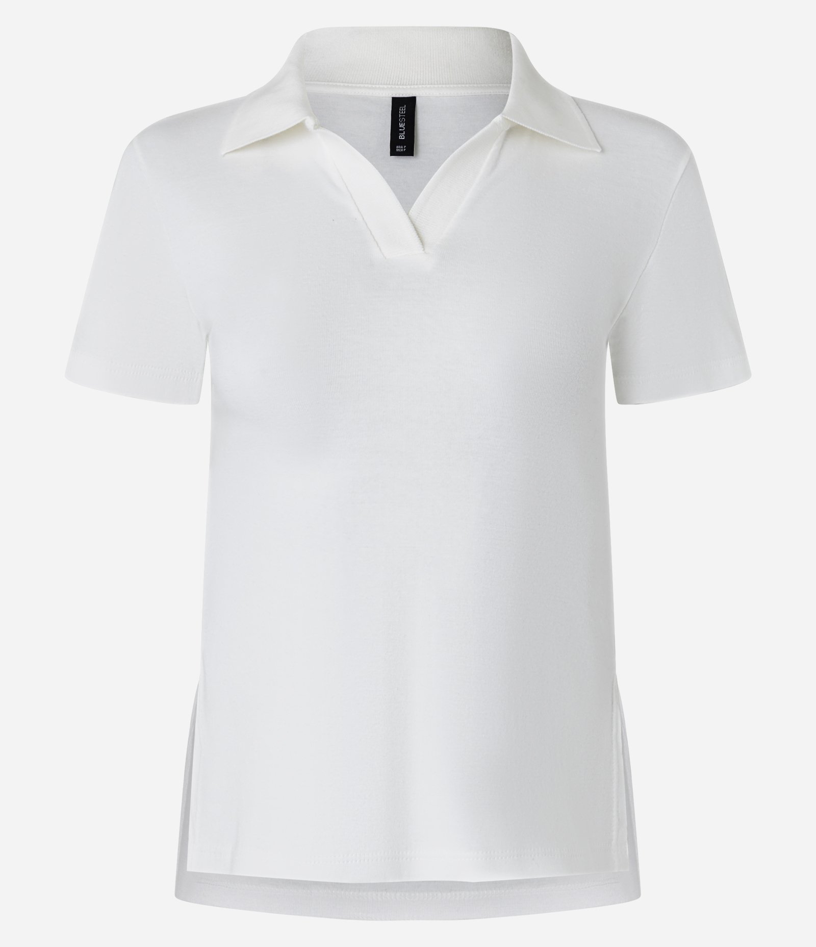 Blusa Polo em Ribana com Fendinha Lateral Branco 6
