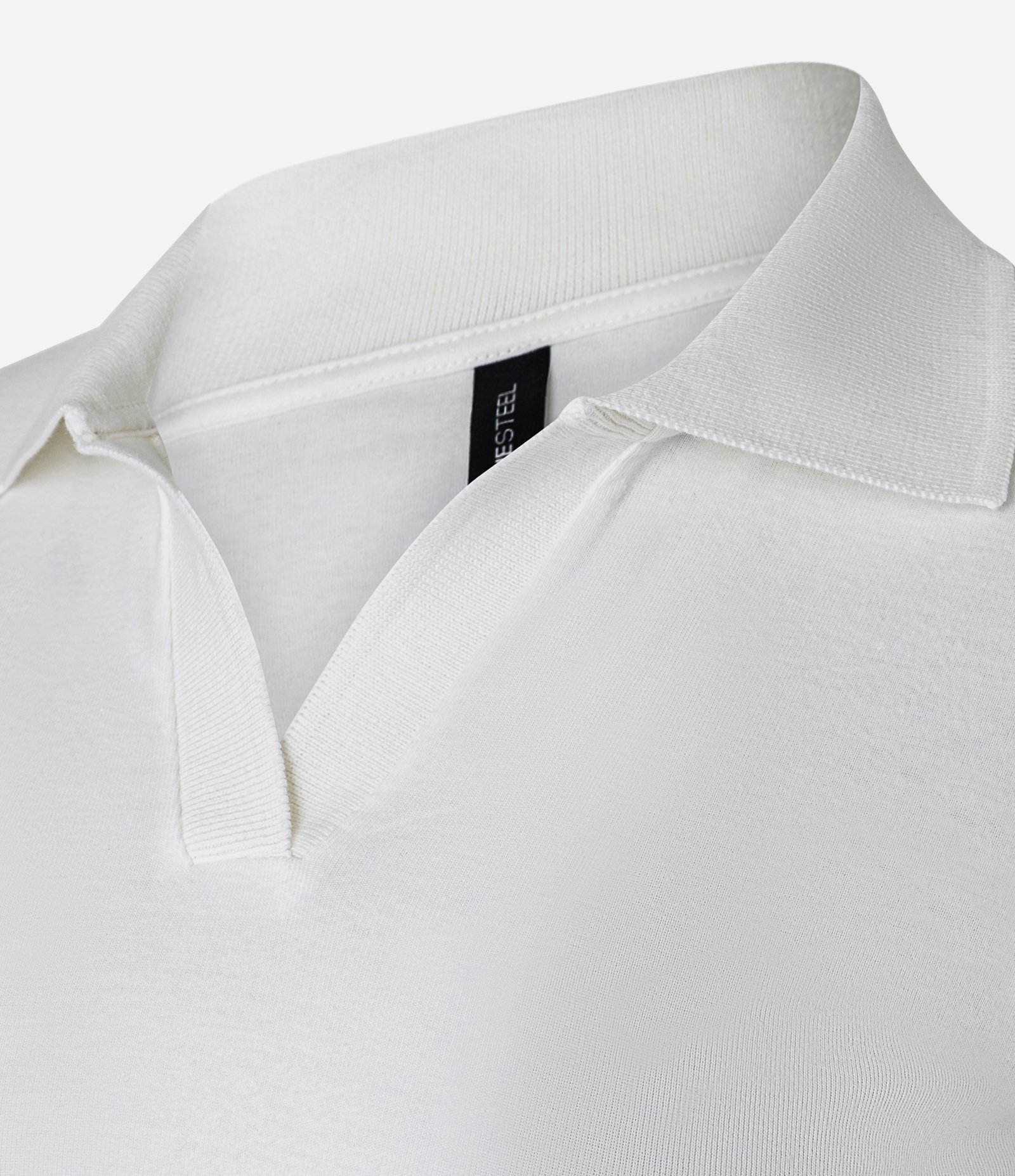 Blusa Polo em Ribana com Fendinha Lateral Branco 7