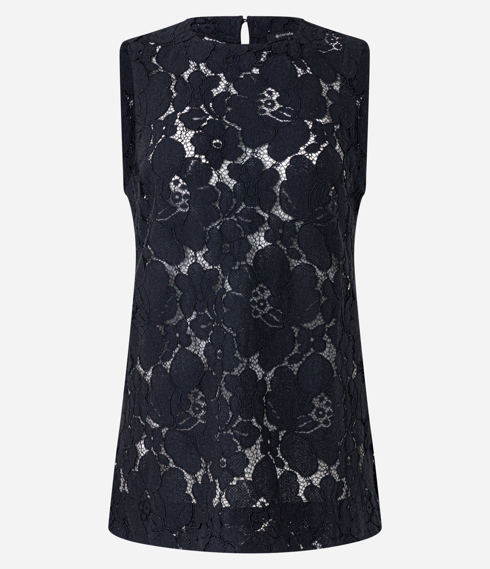 Blusa Alongada em Renda Floral Preto 1