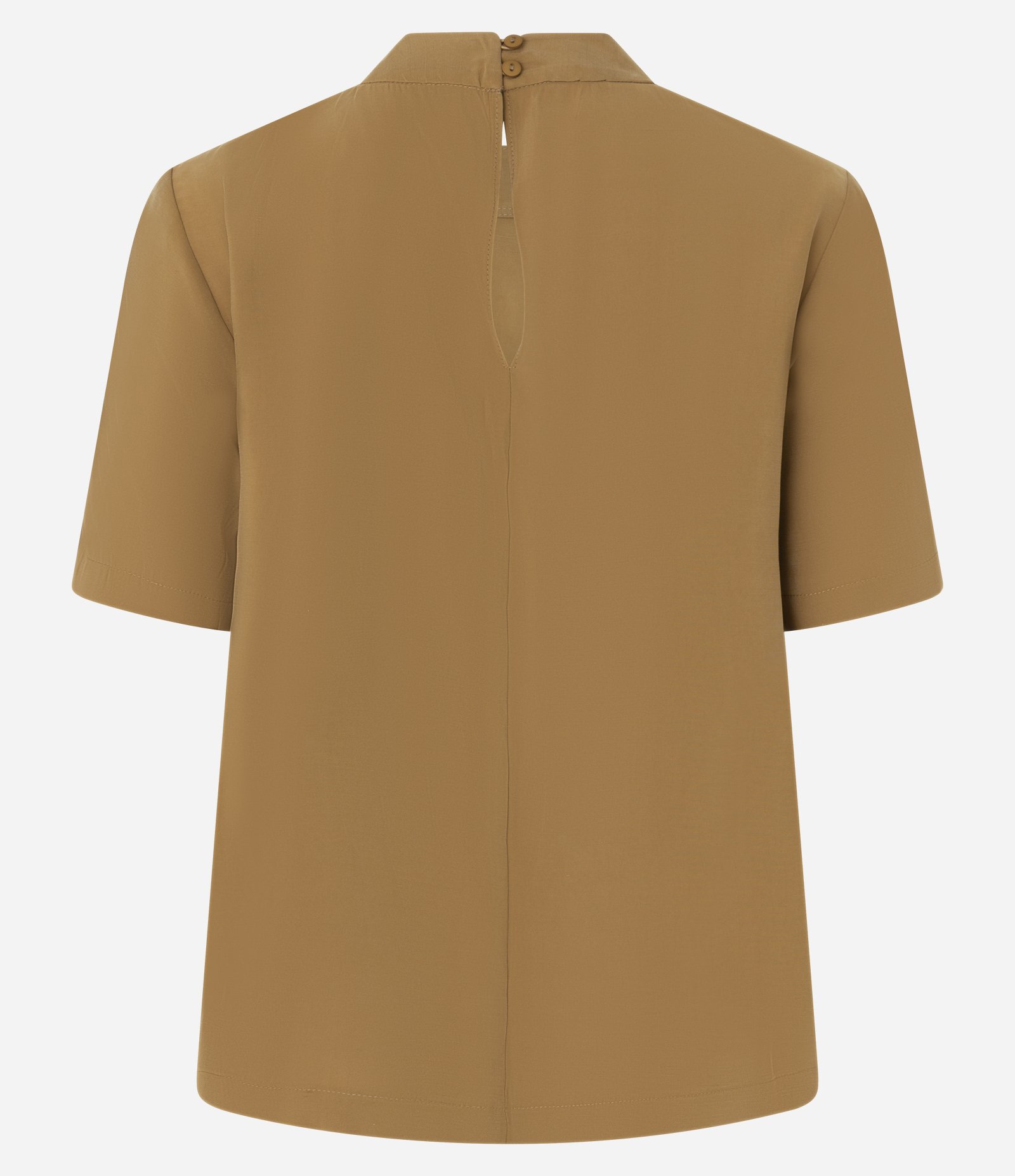 Blusa em Liocel com Gola Alta e Contraste na Manga Caramelo 6