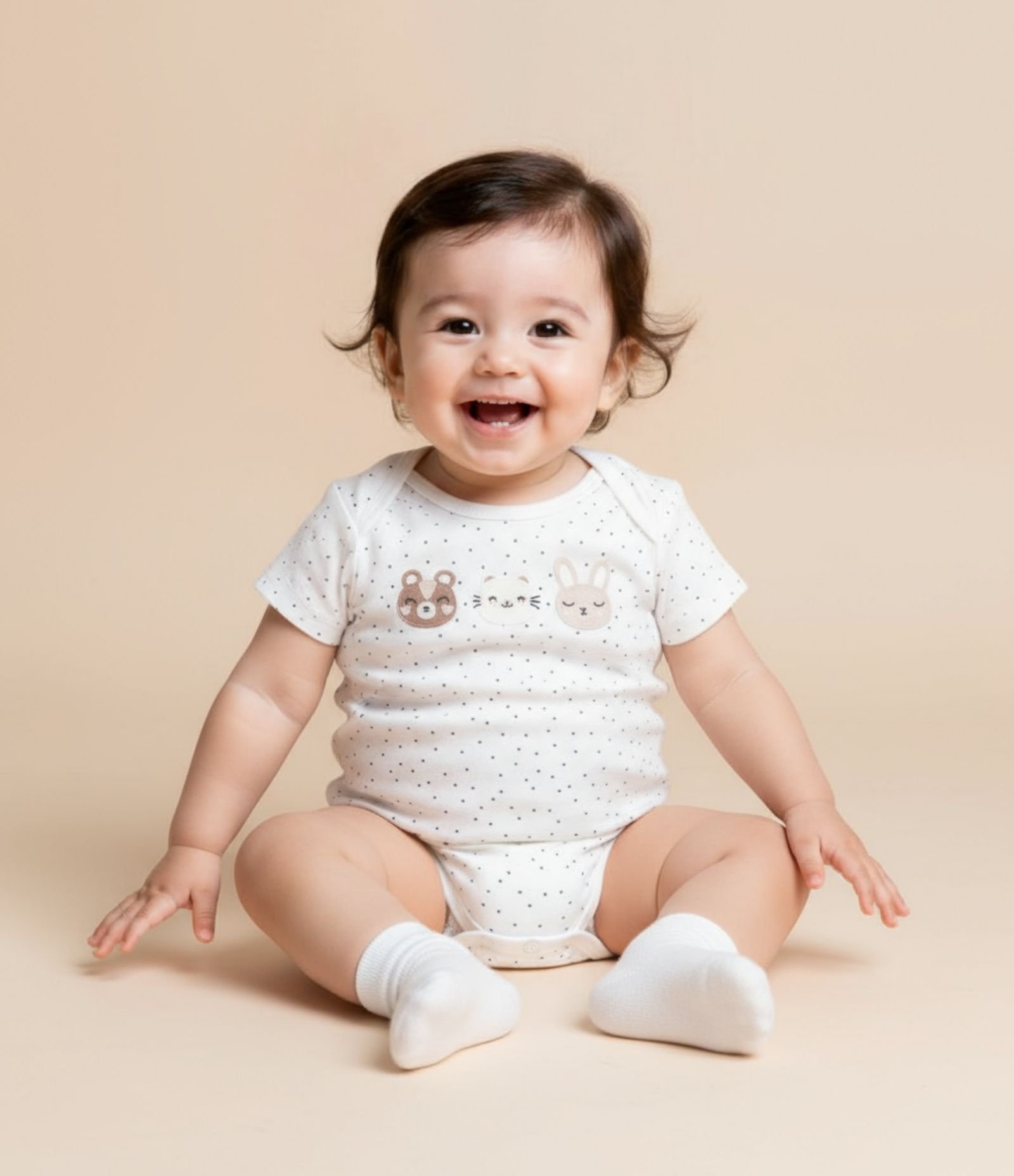 Body Infantil em Algodão com Estampa Bichinhos - Tam RN a 18 meses Branco 1