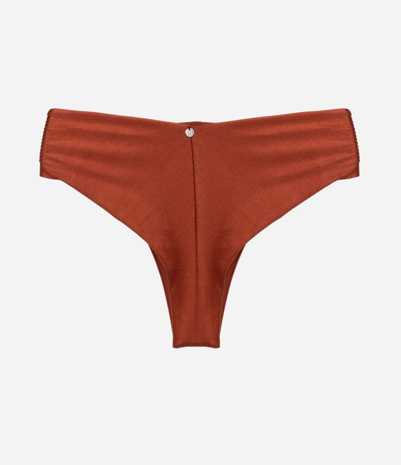 Biquíni Calcinha Hot Pants em Microfibra Brilhante com Aviamento Metalizado Marrom 6