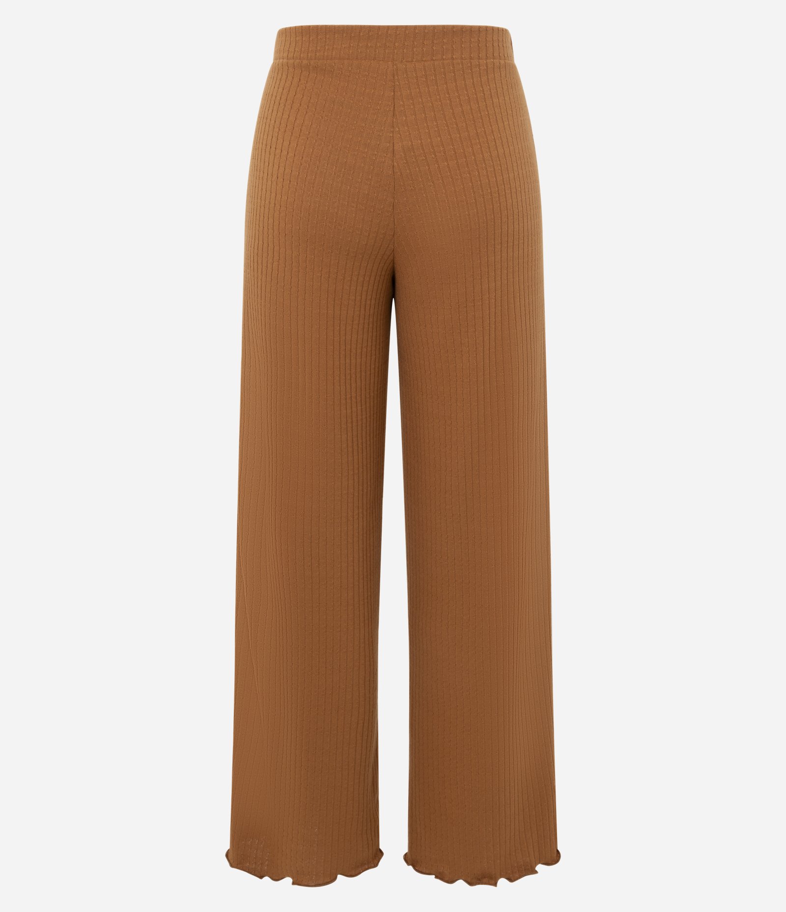 Calça Reta em Ribana com Cintura Média Caramelo 3