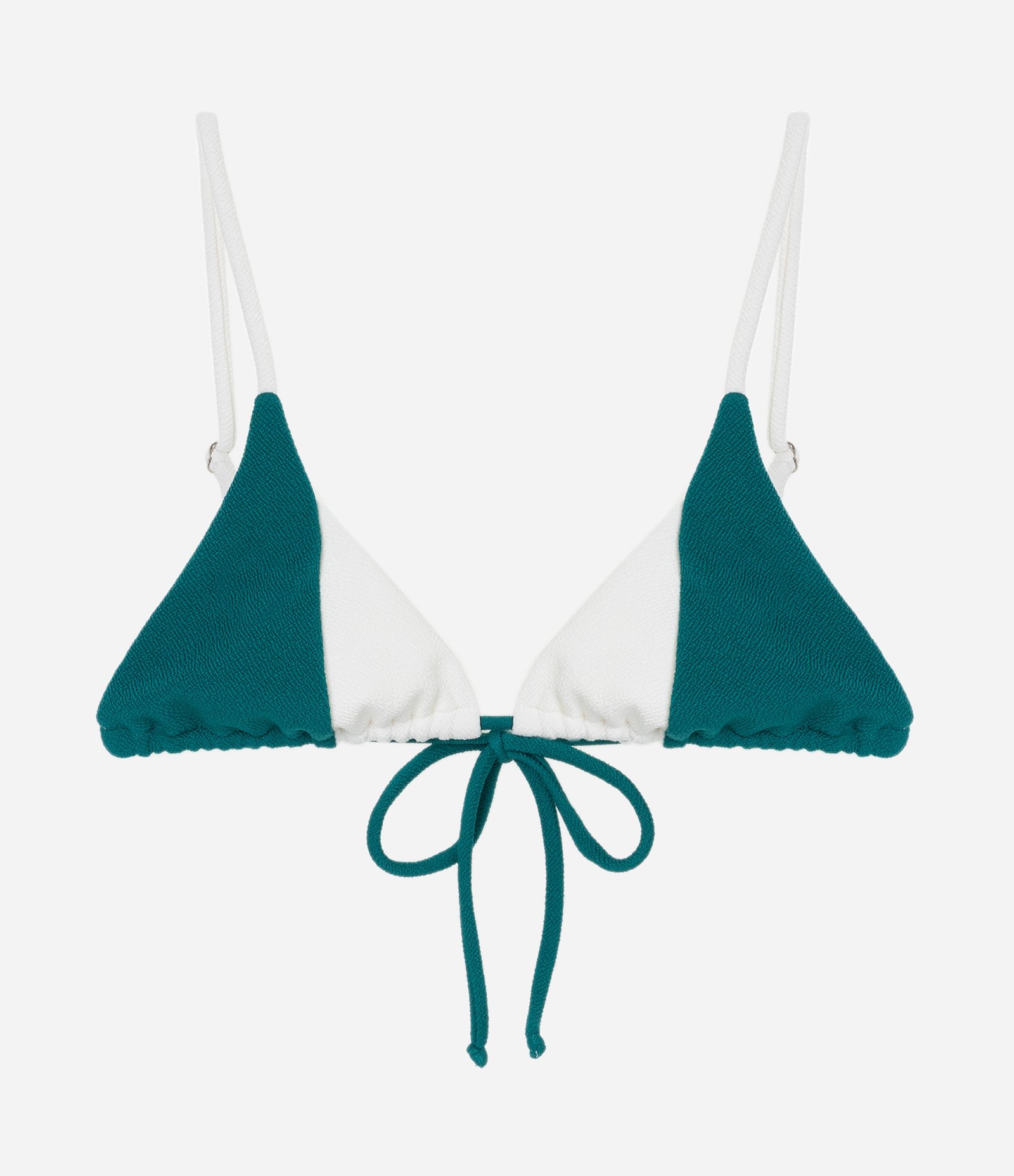 Biquíni Top Cortininha em Microfibra com Bloco de Cor Verde/Branco 1