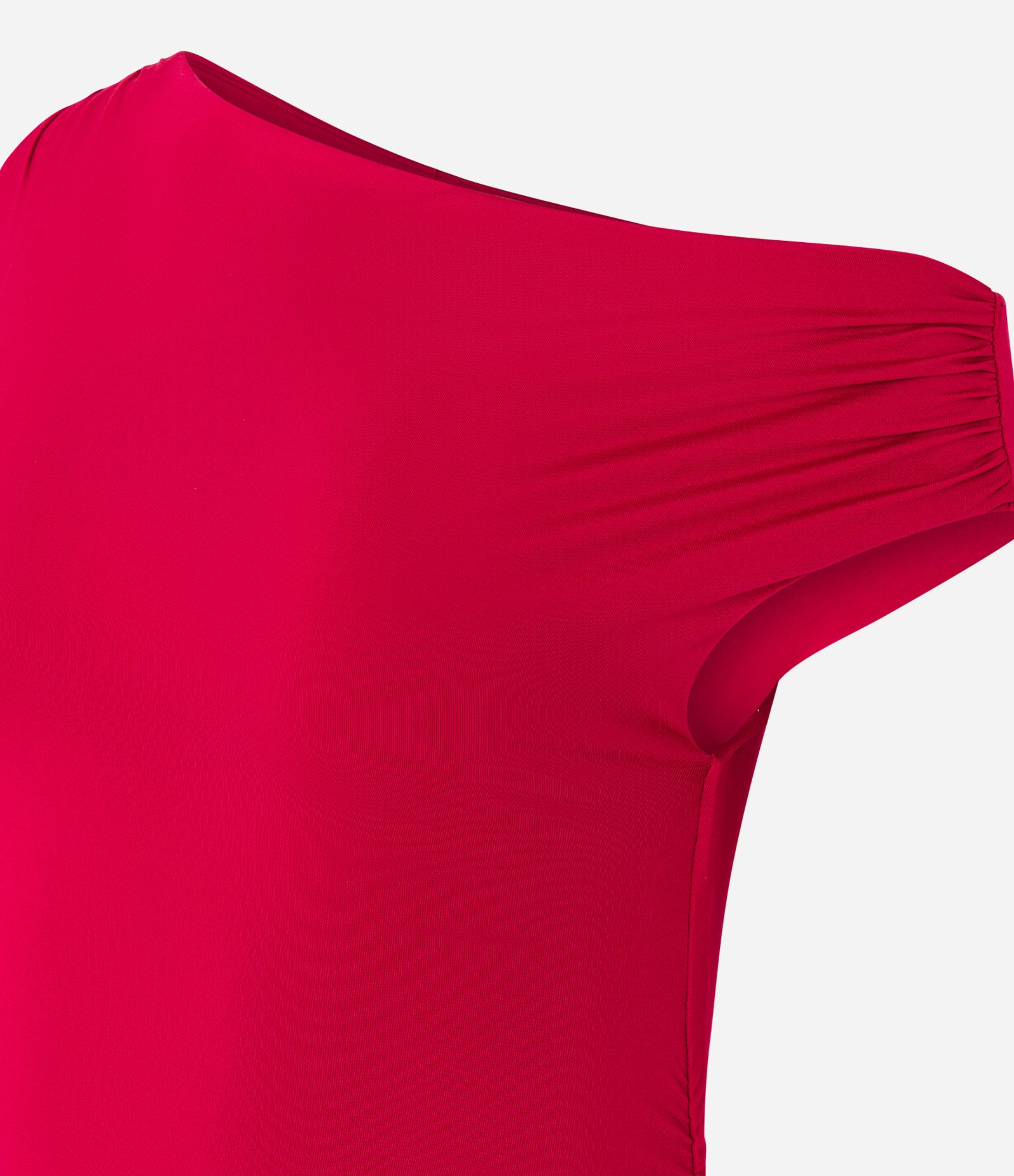 Vestido Midi Ombro a Ombro com Decote Assimétrico Vermelho 6