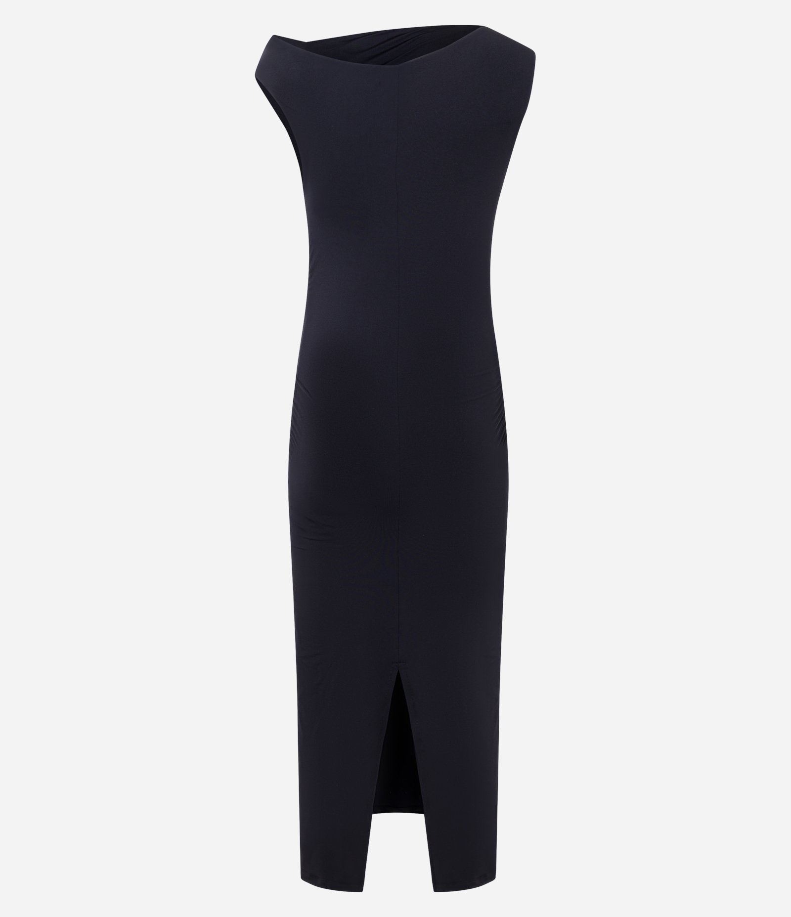Vestido Midi Ombro a Ombro com Decote Assimétrico Preto 7