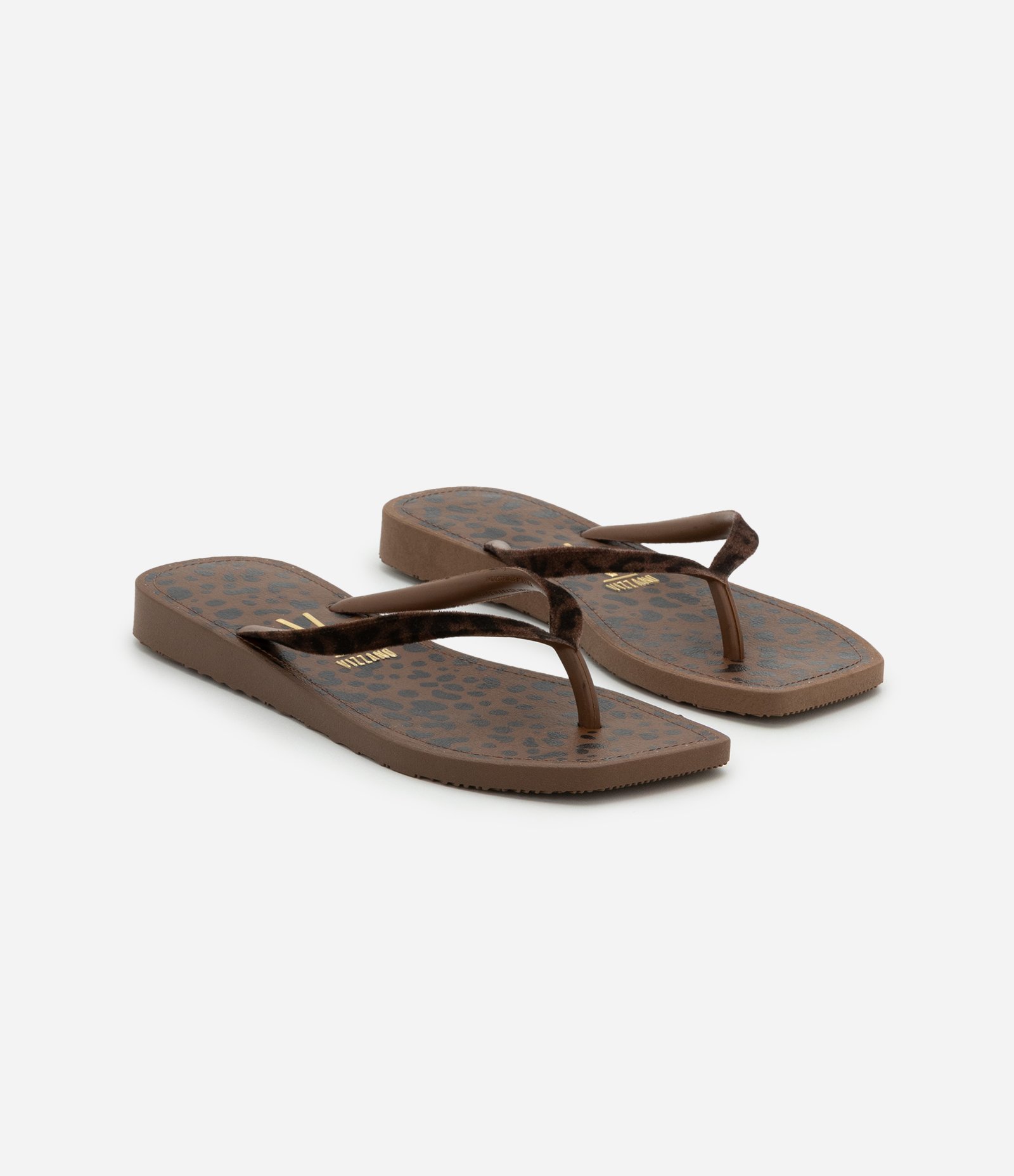 Chinelo Slim com Bico Quadrado em Animal Print Marrom 3