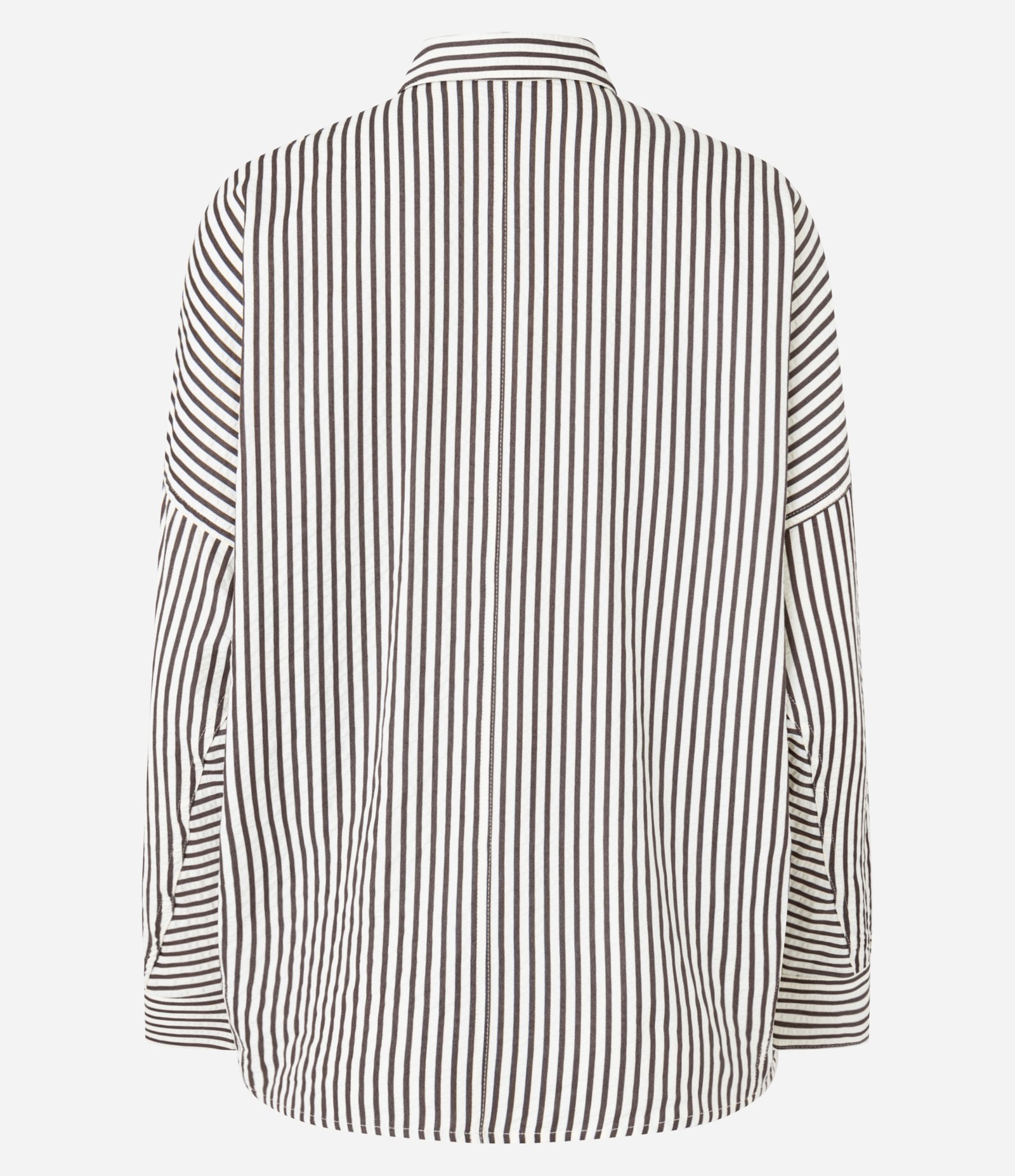 Camisa Amassadinha com Esta de Listras e Texturizada Marrom 6