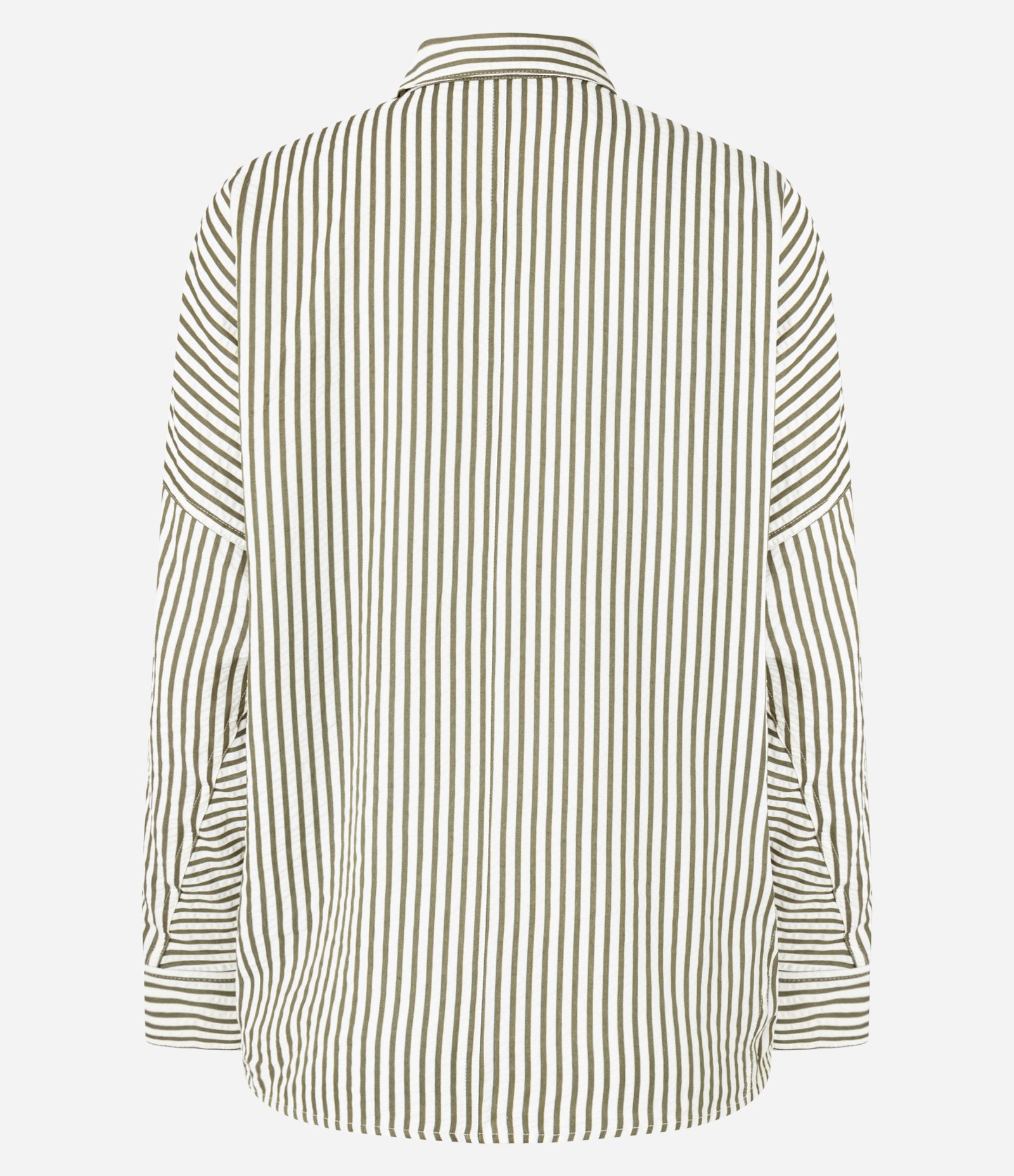 Camisa Amassadinha com Esta de Listras e Texturizada Verde 6