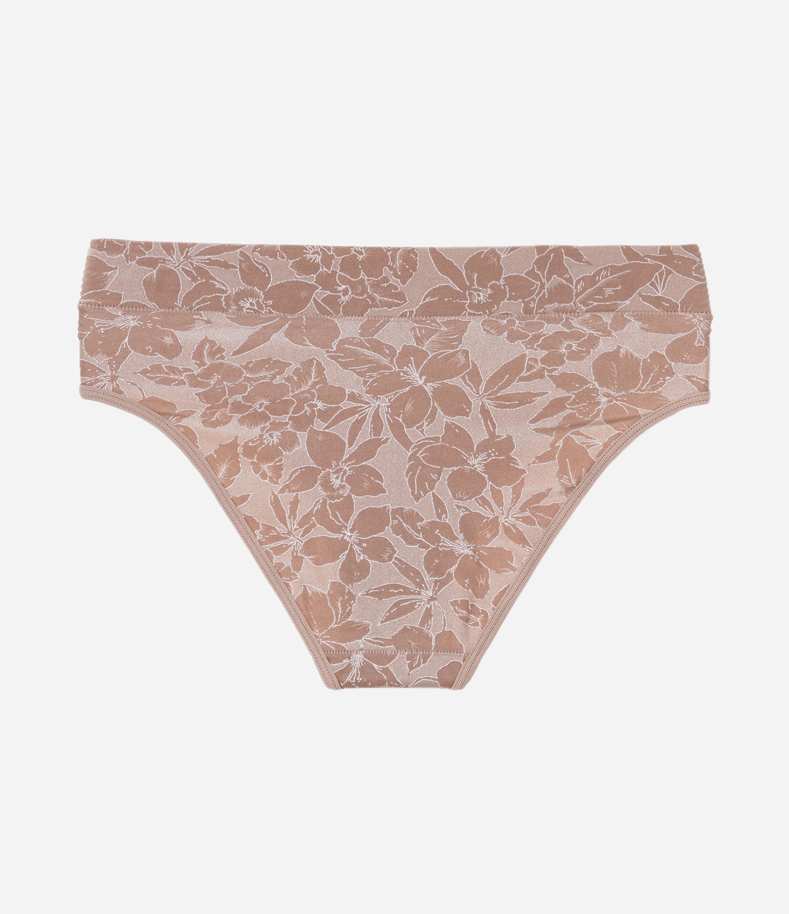 Calcinha Alta em Poliamida com Estampa Floral DeMillus Bege 8