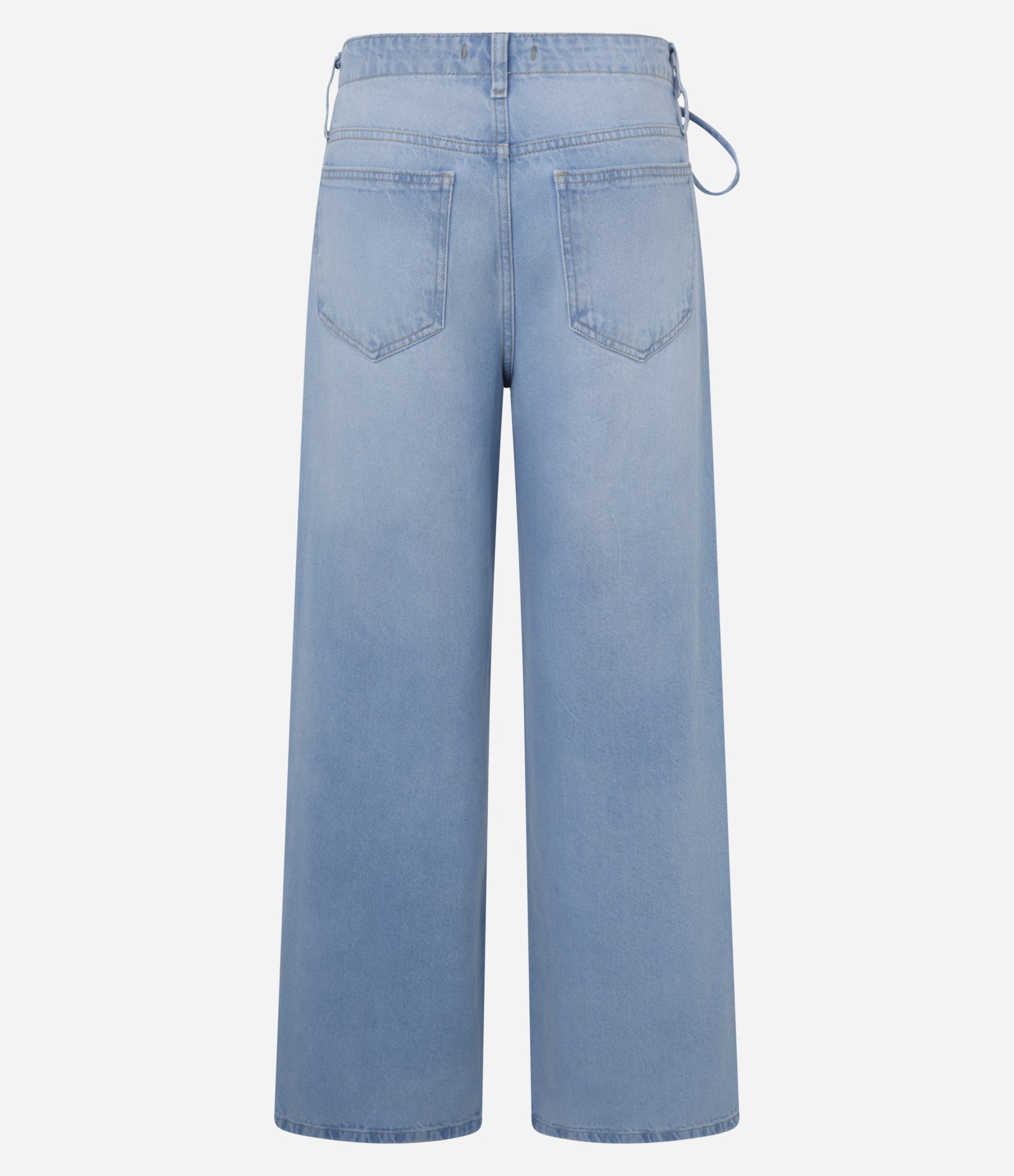 Calça Reta em Jeans com Cintura Baixa e Cinto de Amarração Azul 6