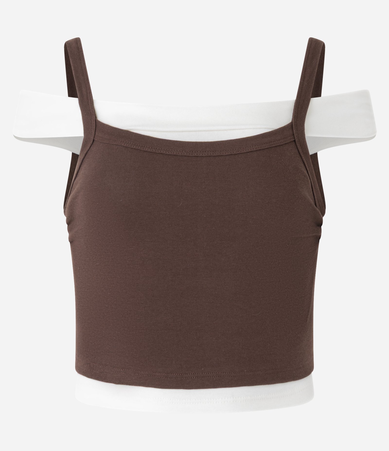 Blusa em Ribana com Sobreposição de Alças Marrom 4