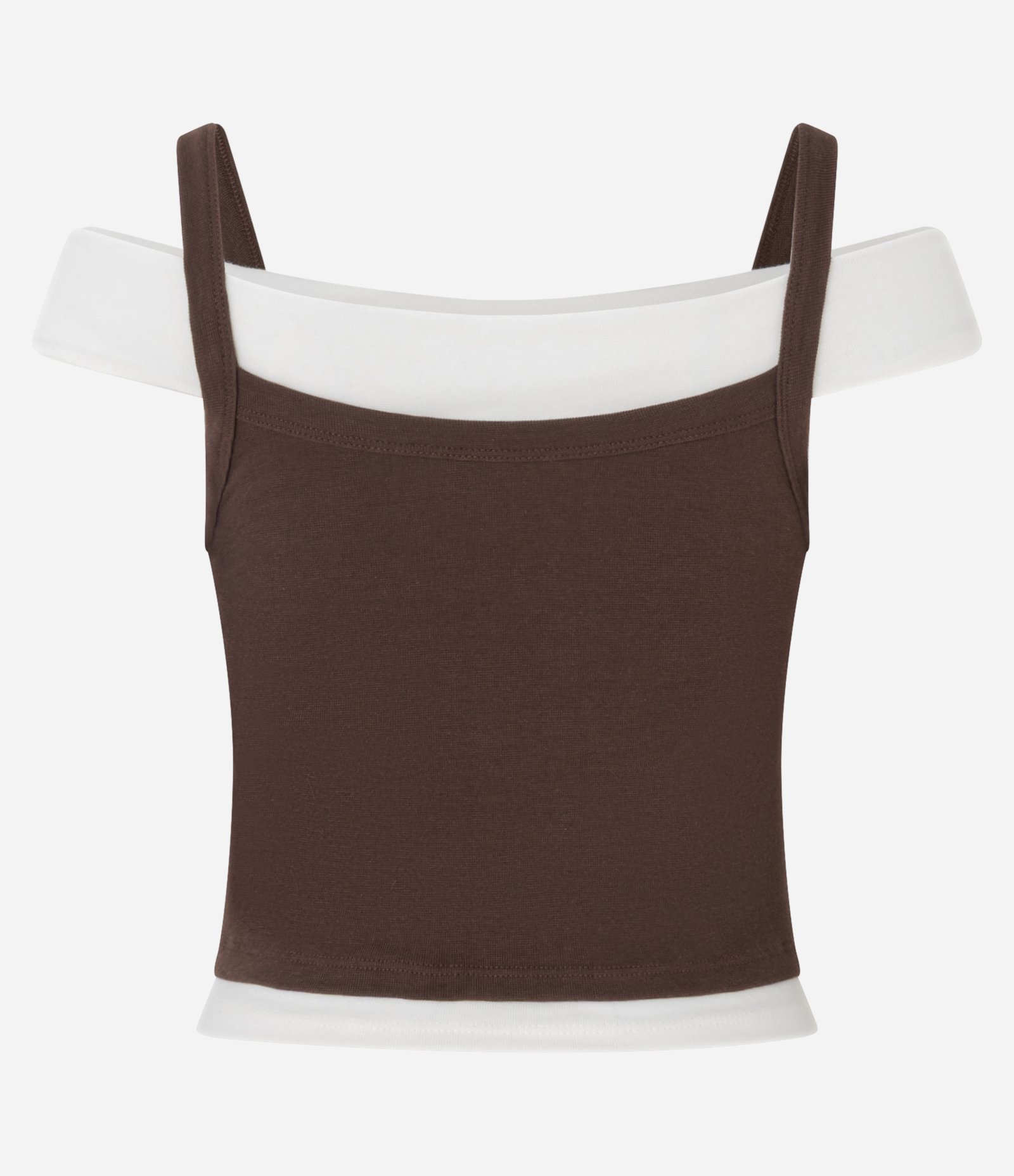 Blusa em Ribana com Sobreposição de Alças Marrom 6