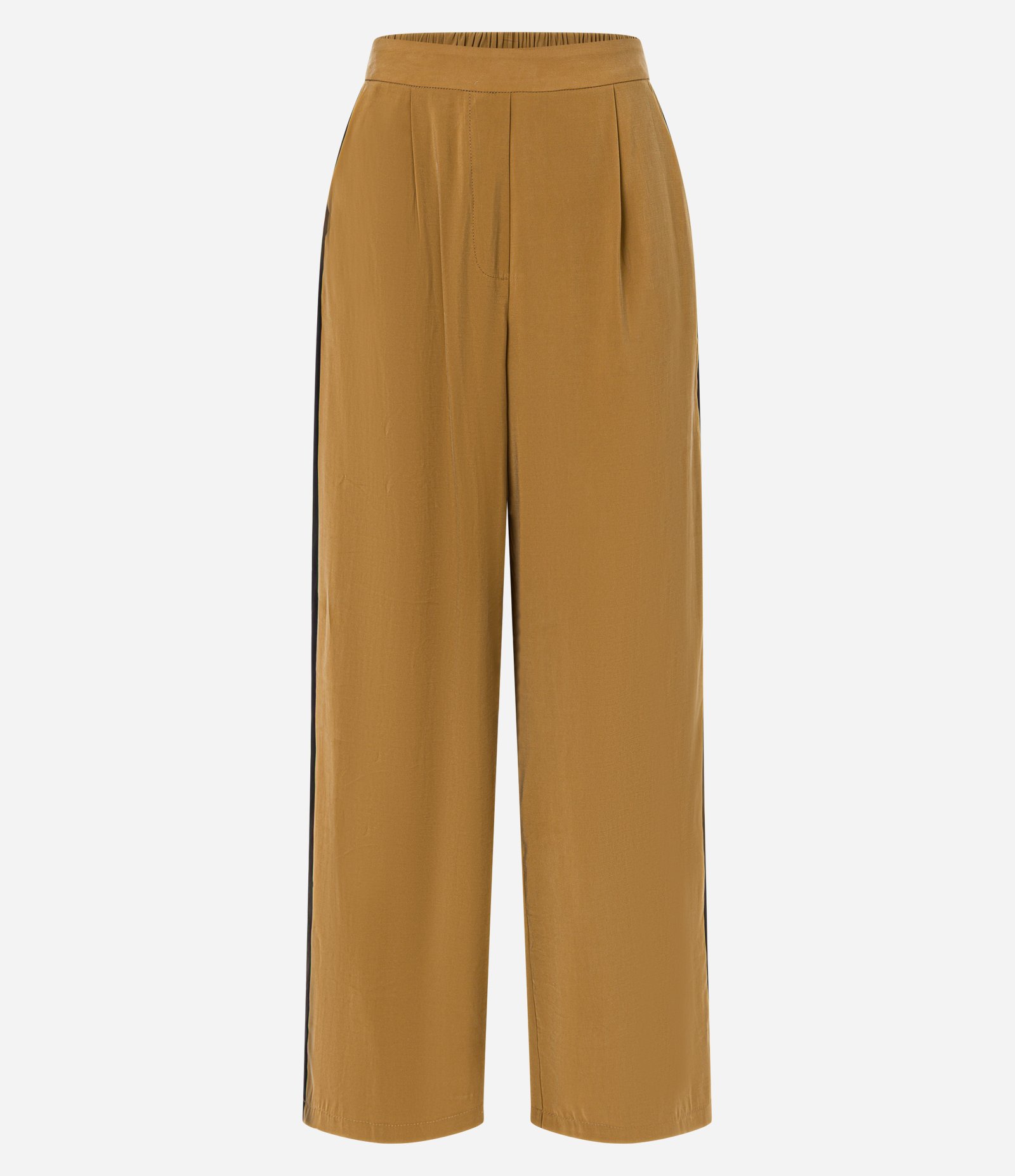 Calça Reta em Liocel com Contraste na Lateral Caramelo 5