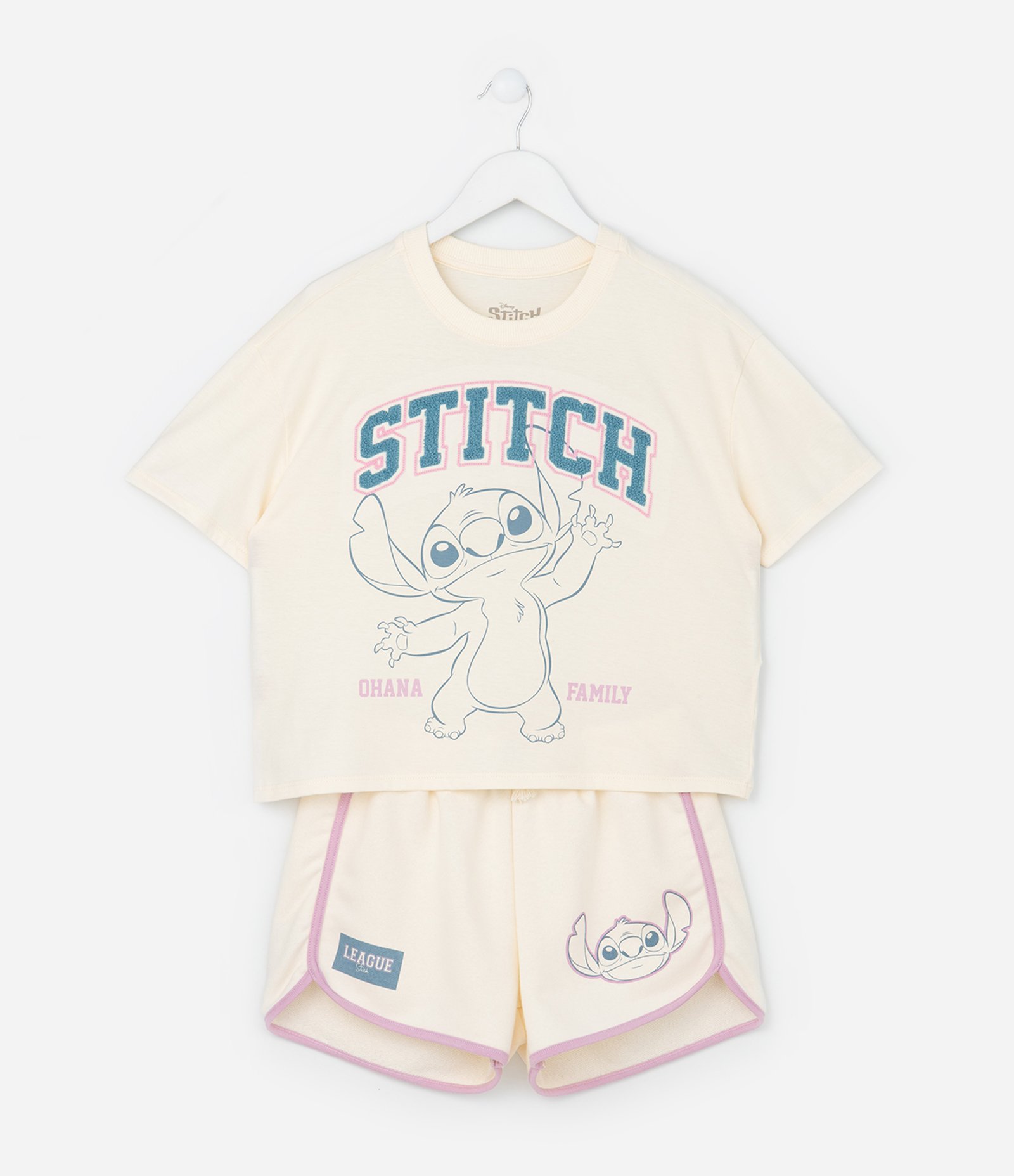 Conjunto Infantil em Algodão com Estampa Stitch - Tam 1 a 6 Anos Bege 1