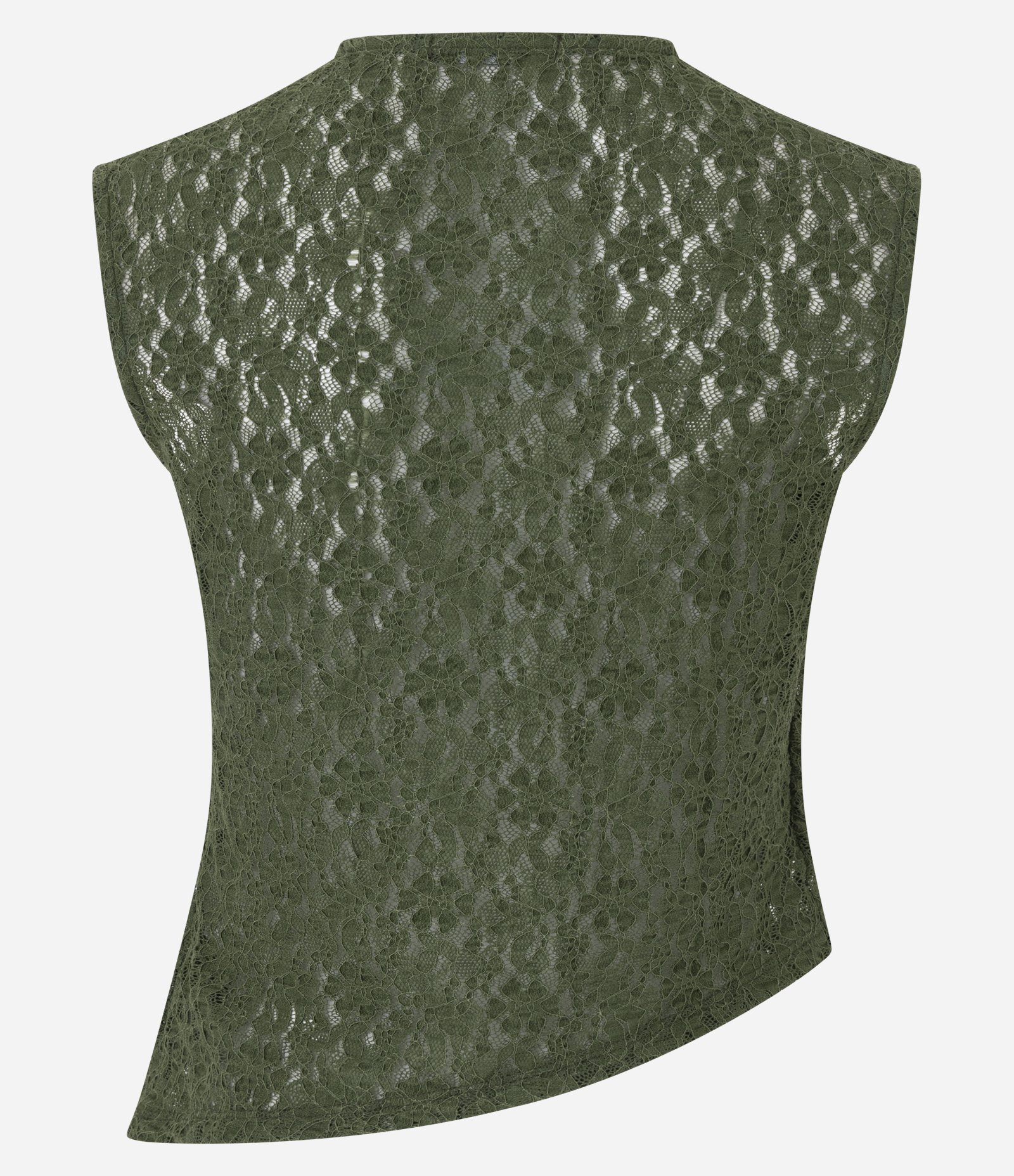 Blusa em Renda com Barra Assimétrica e Gola Redonda Verde 9