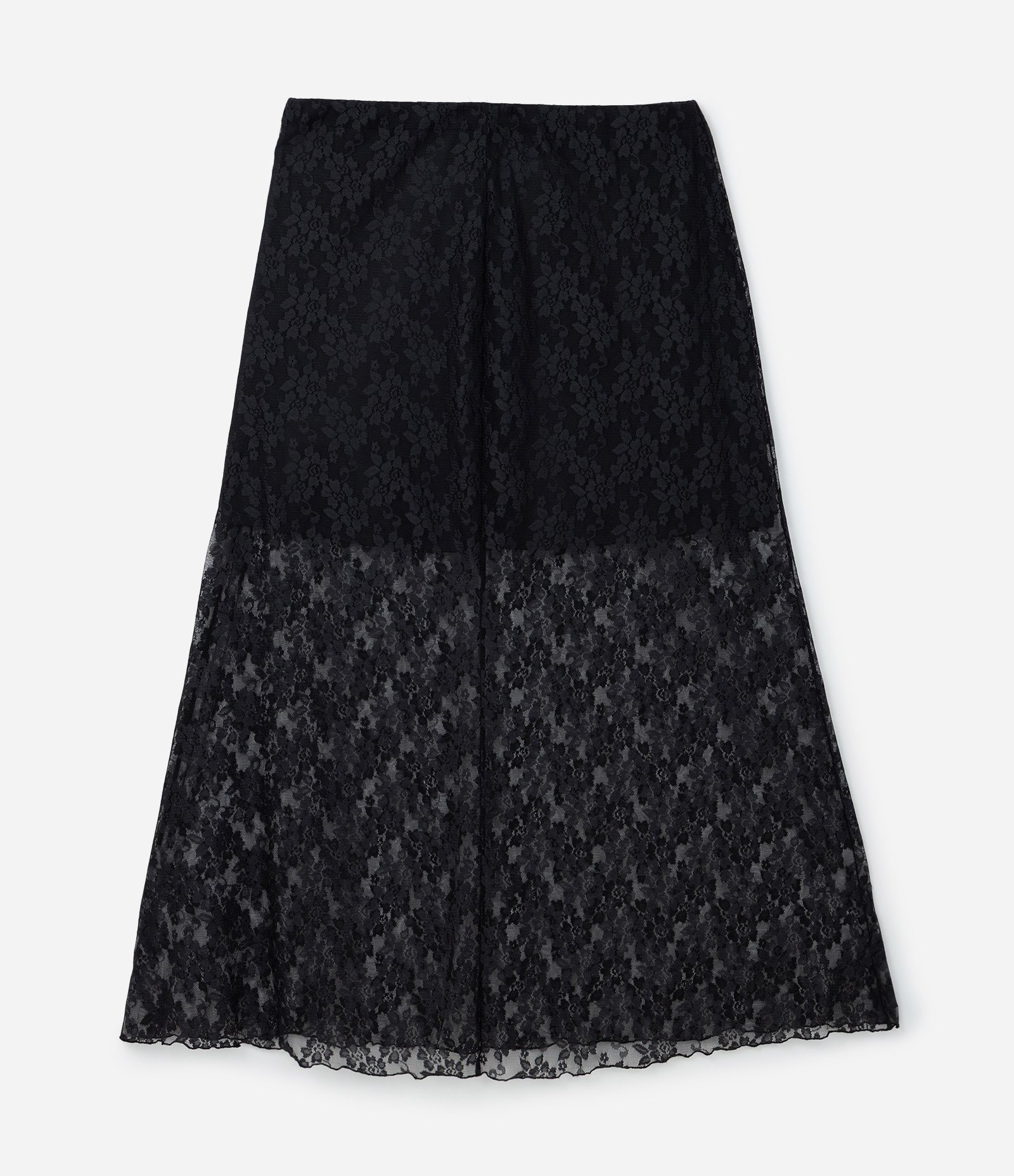 Saia Midi em Renda Floral com Forro Curve & Plus Size Preto 5