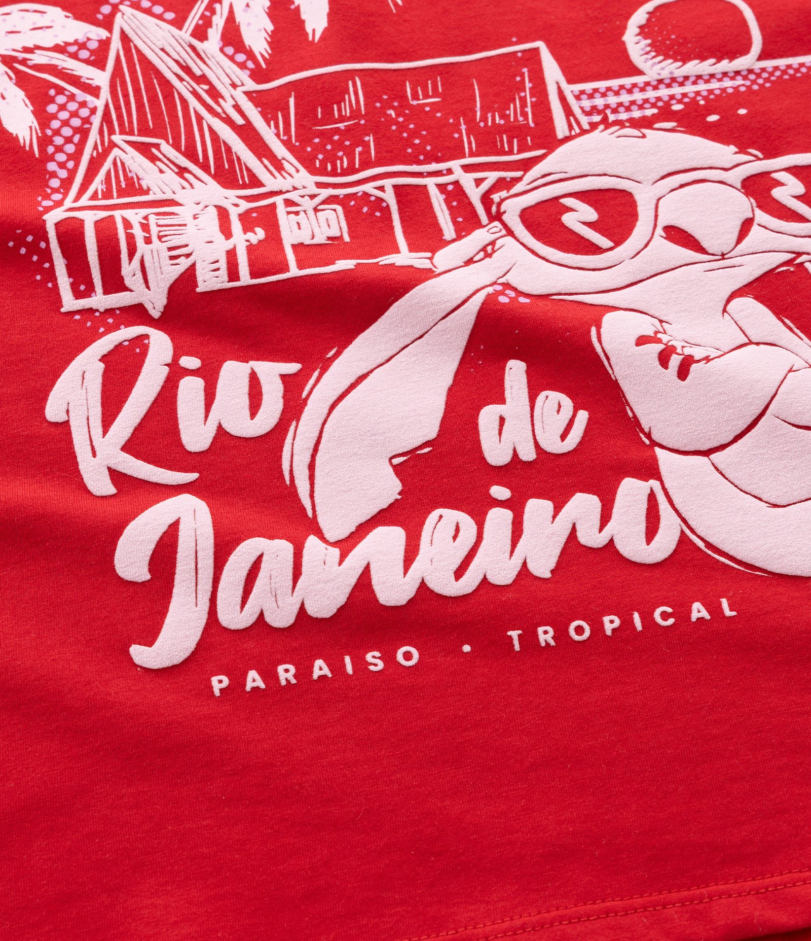 Camiseta Infantil Comfort com Estampa Stitch Rio de Janeiro - Tam 5 a 14 Anos Vermelho 4