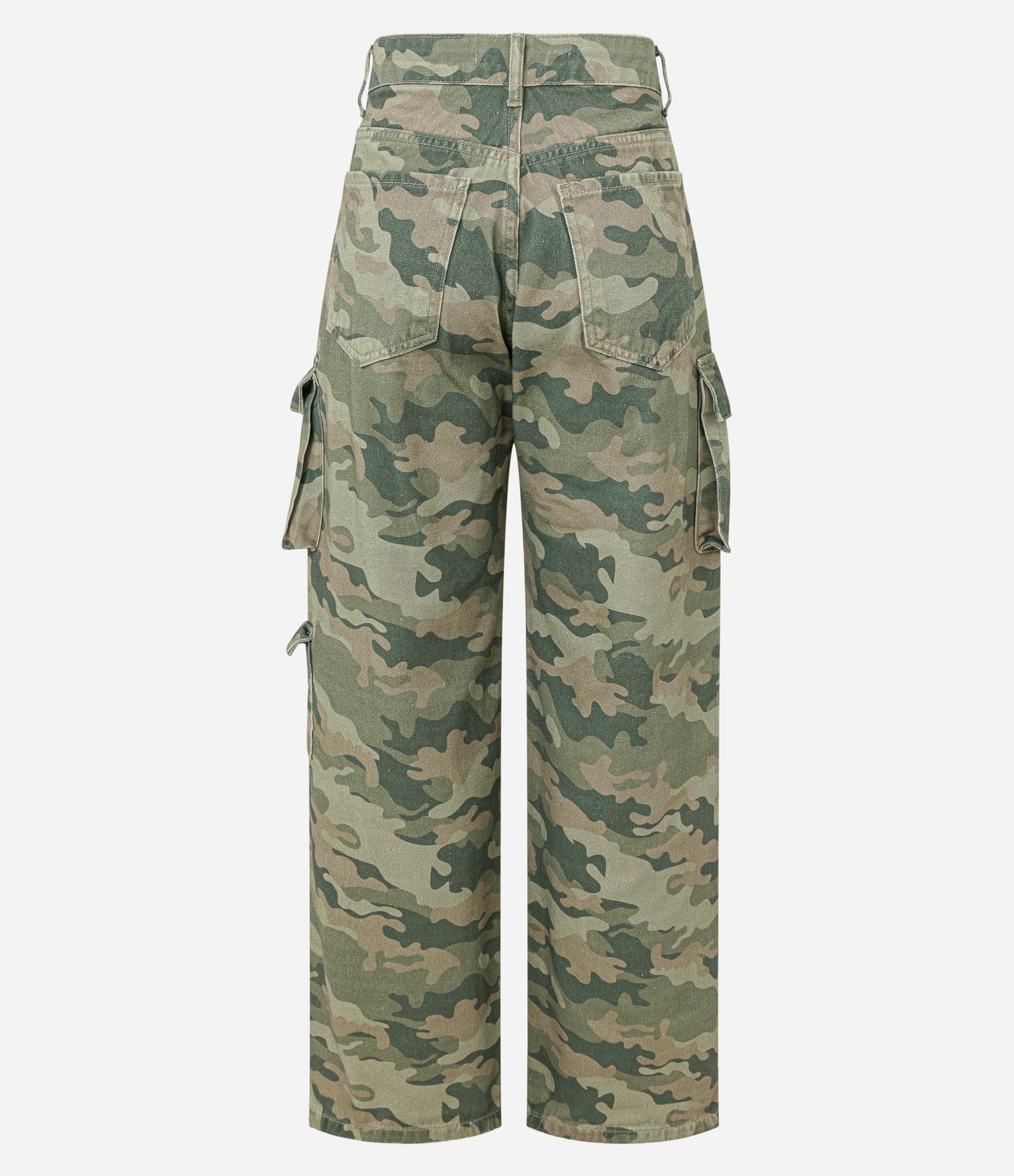 Calça Wide Leg com Cintura Baixa e Estampa Camuflada Verde 6