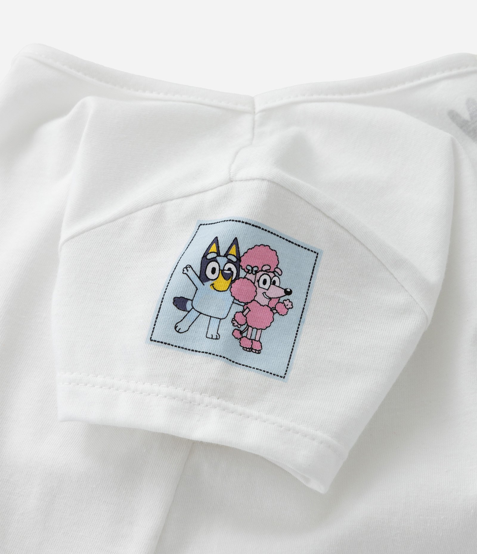 Salopete Infantil Slim Listrada com Estampa Bluey e Camiseta - Tam 1 a 6 Anos Branco/Azul 12