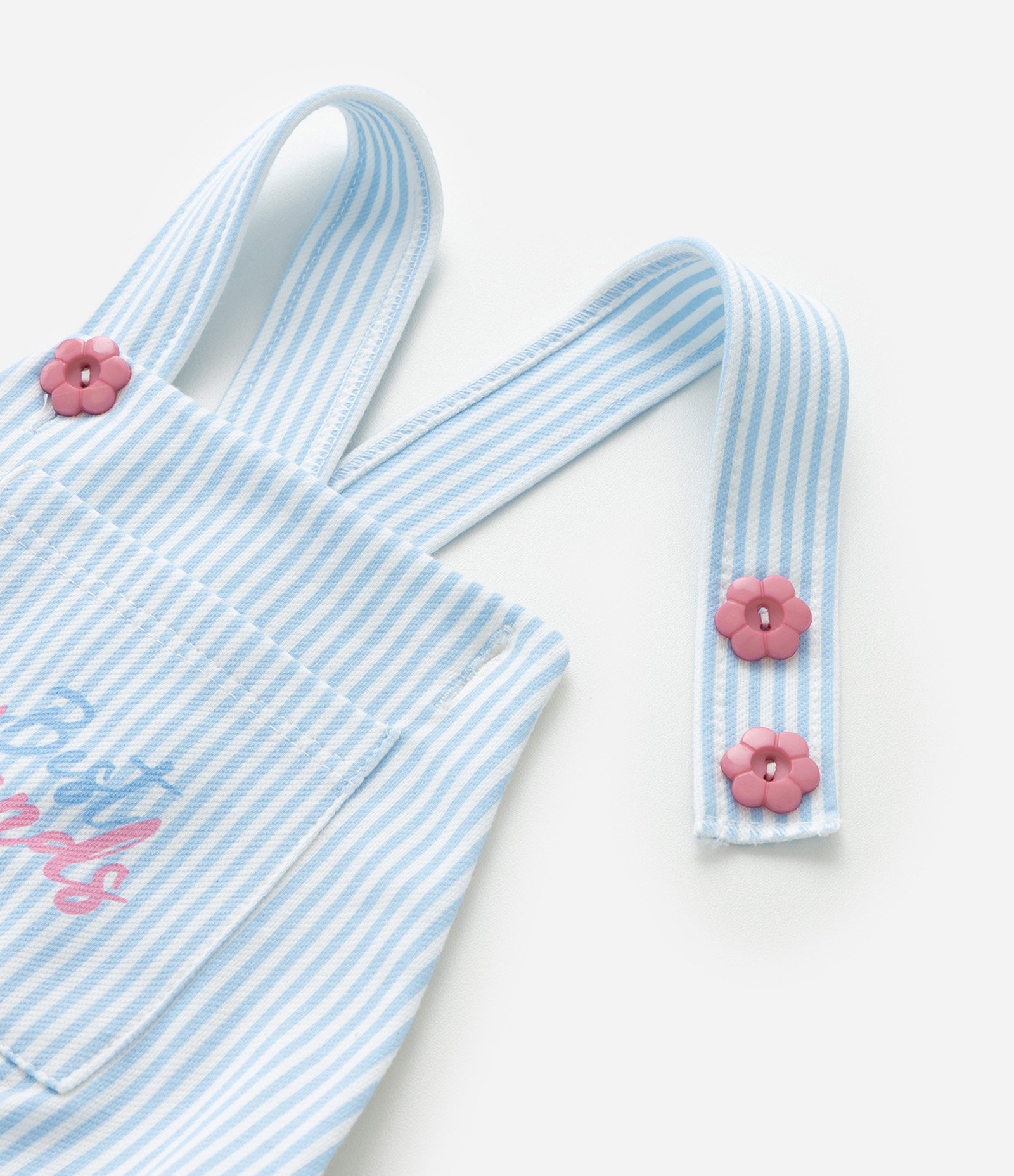 Salopete Infantil Slim Listrada com Estampa Bluey e Camiseta - Tam 1 a 6 Anos Branco/Azul 6