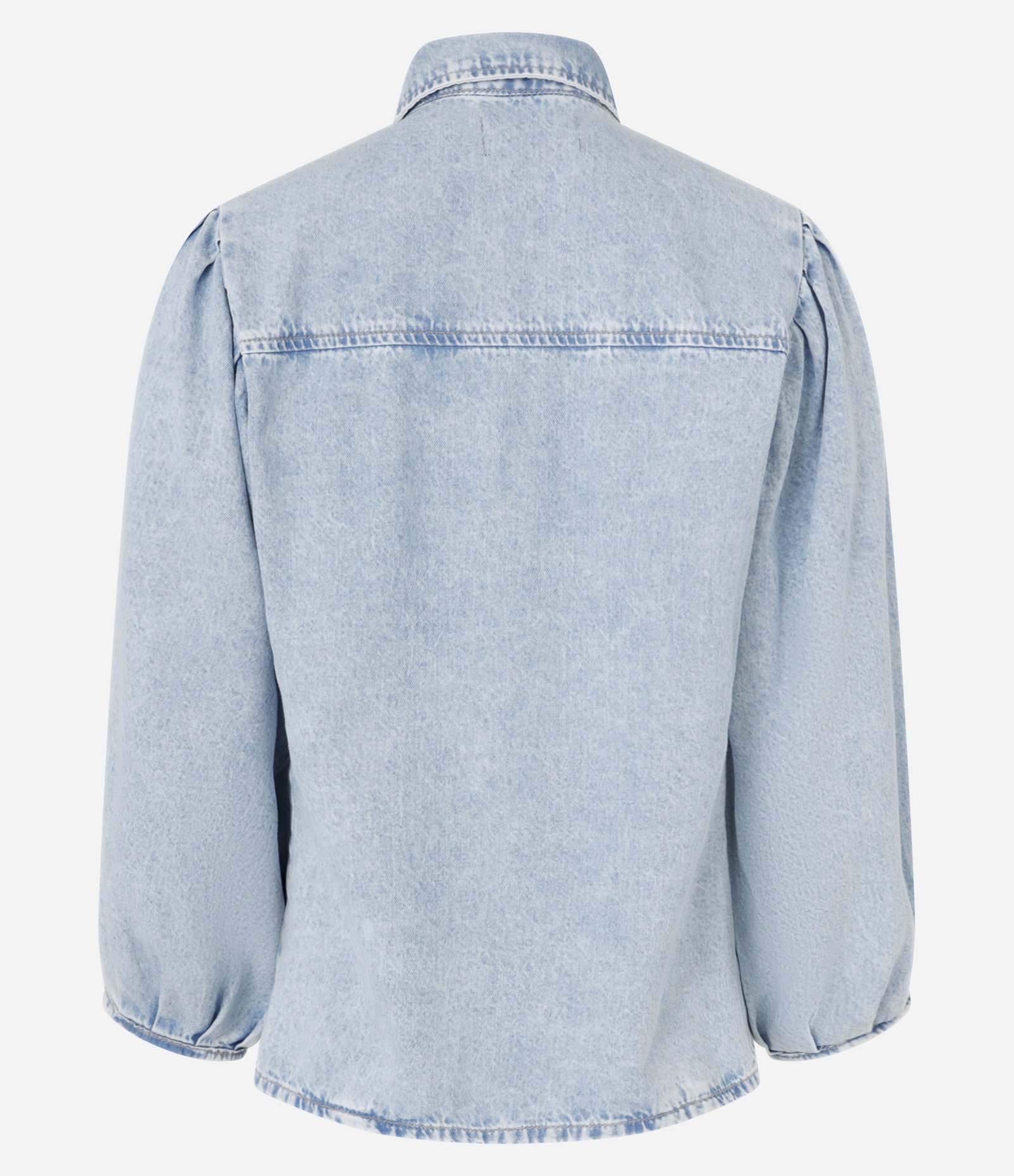 Camisa Jeans com Manga ¾ Bufante e Abotoamento Frontal Azul 6