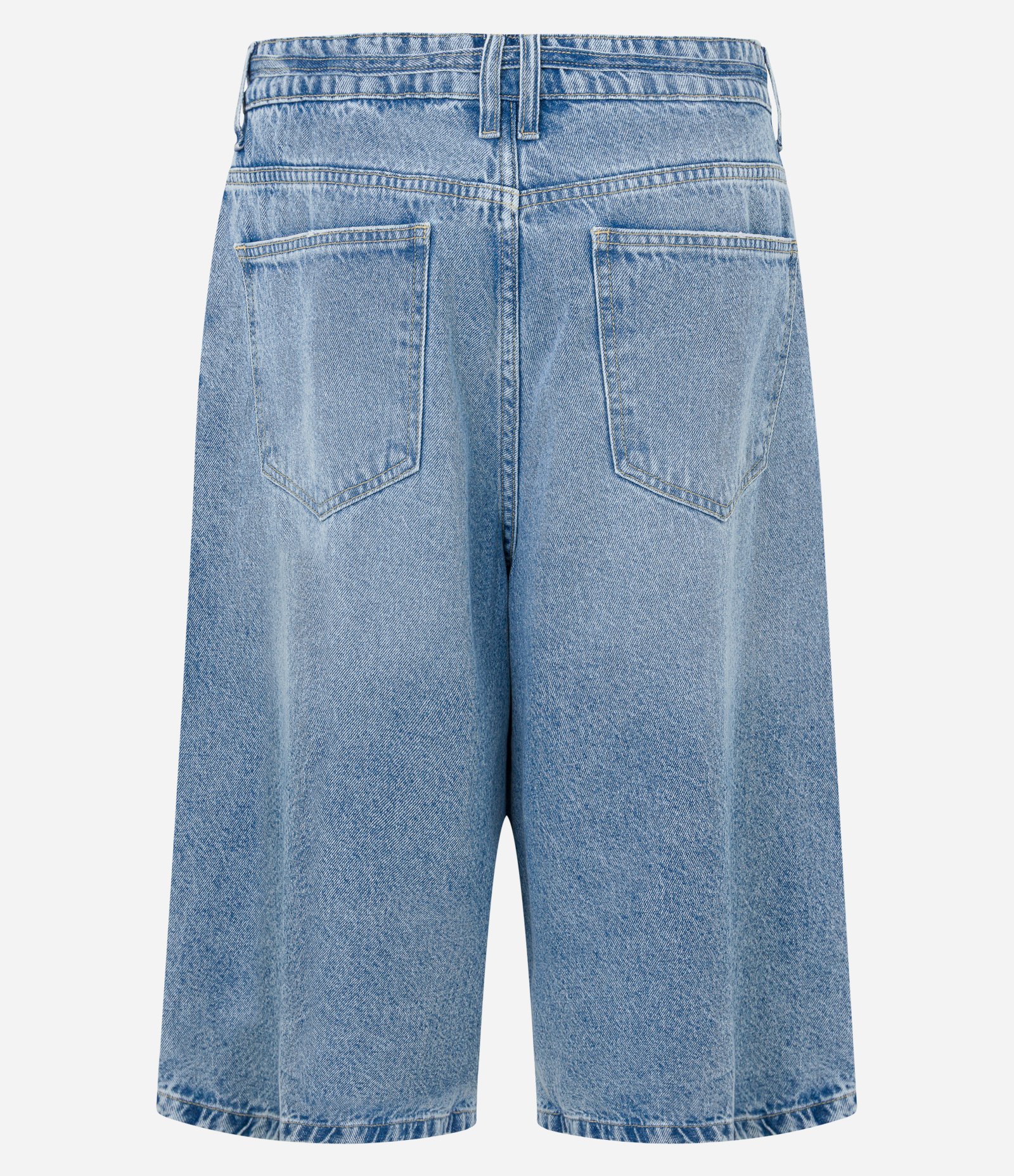 Bermuda Jorts Super Baggy em Jeans com Cinto Amarração Azul 2