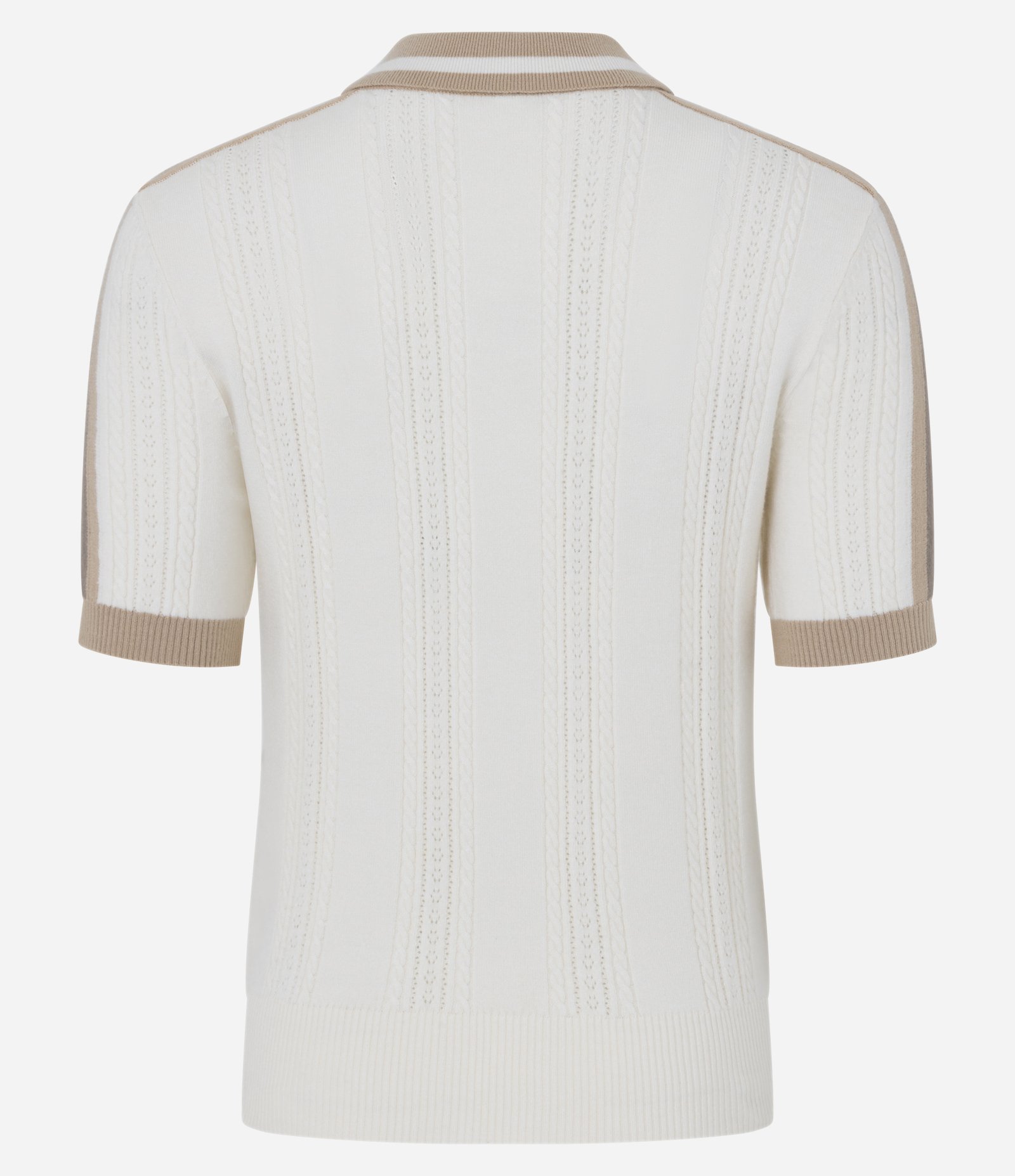 Blusa Polo em Tricô com Listra Lateral Off White 3