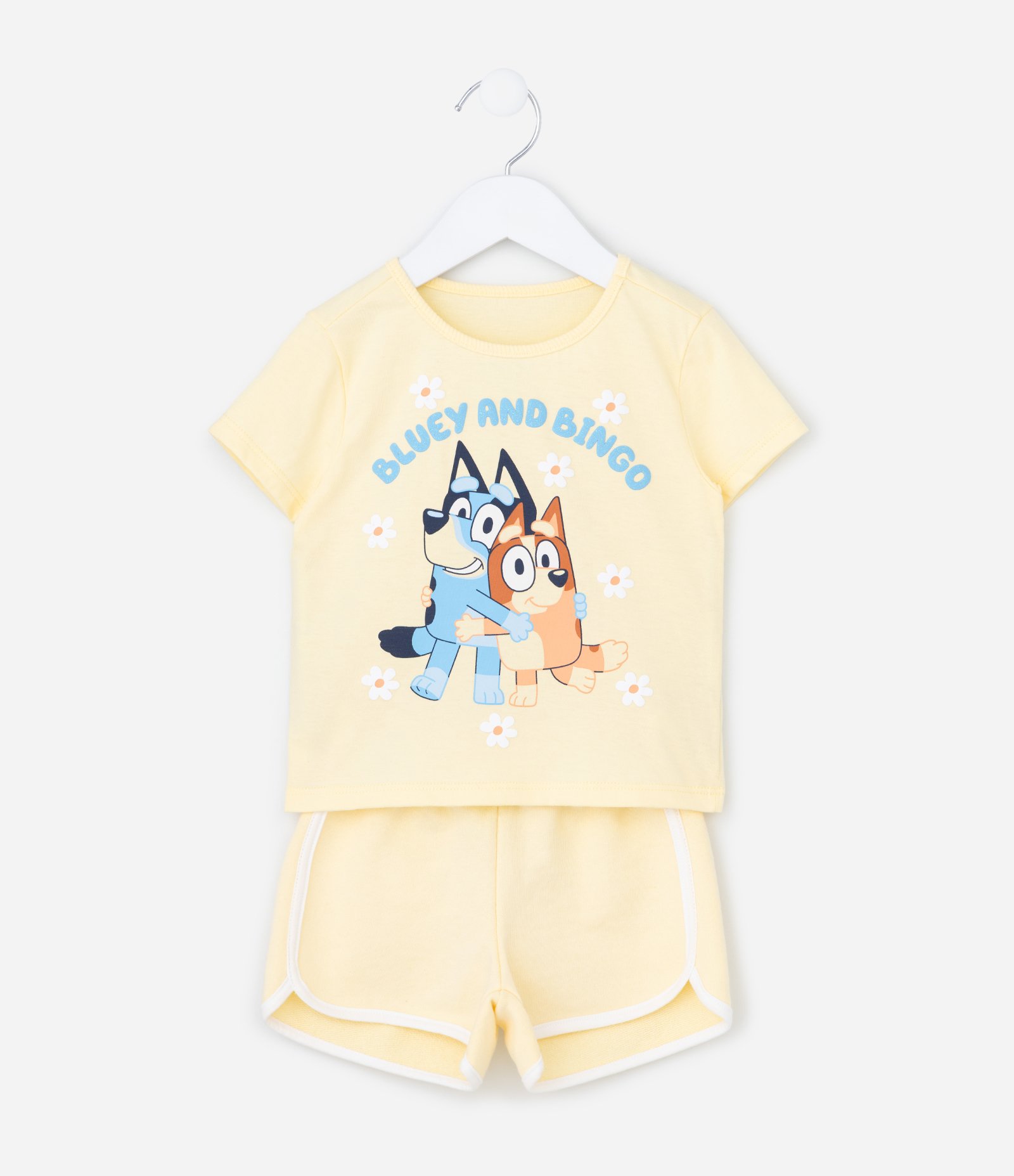 Conjunto Infantil em Algodão com Estampa Bluey - Tam 1 a 6 Anos Amarelo 1