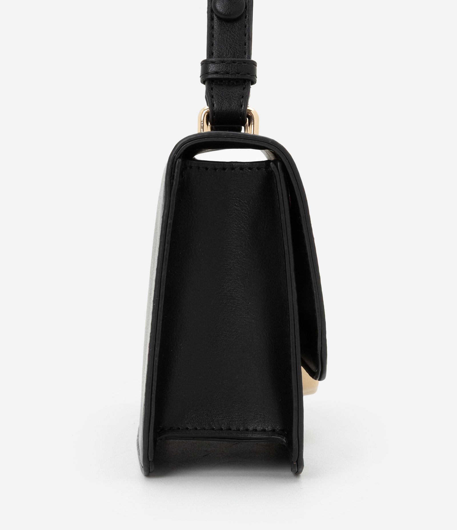 Bolsa Shoulder Média com Tampa e Detalhe Metalizado Preto 3