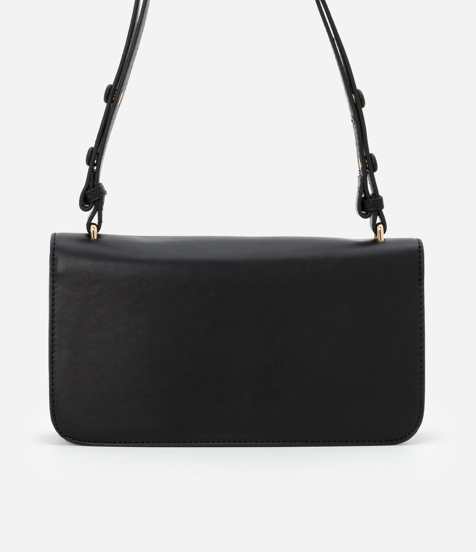 Bolsa Shoulder Média com Tampa e Detalhe Metalizado Preto 4