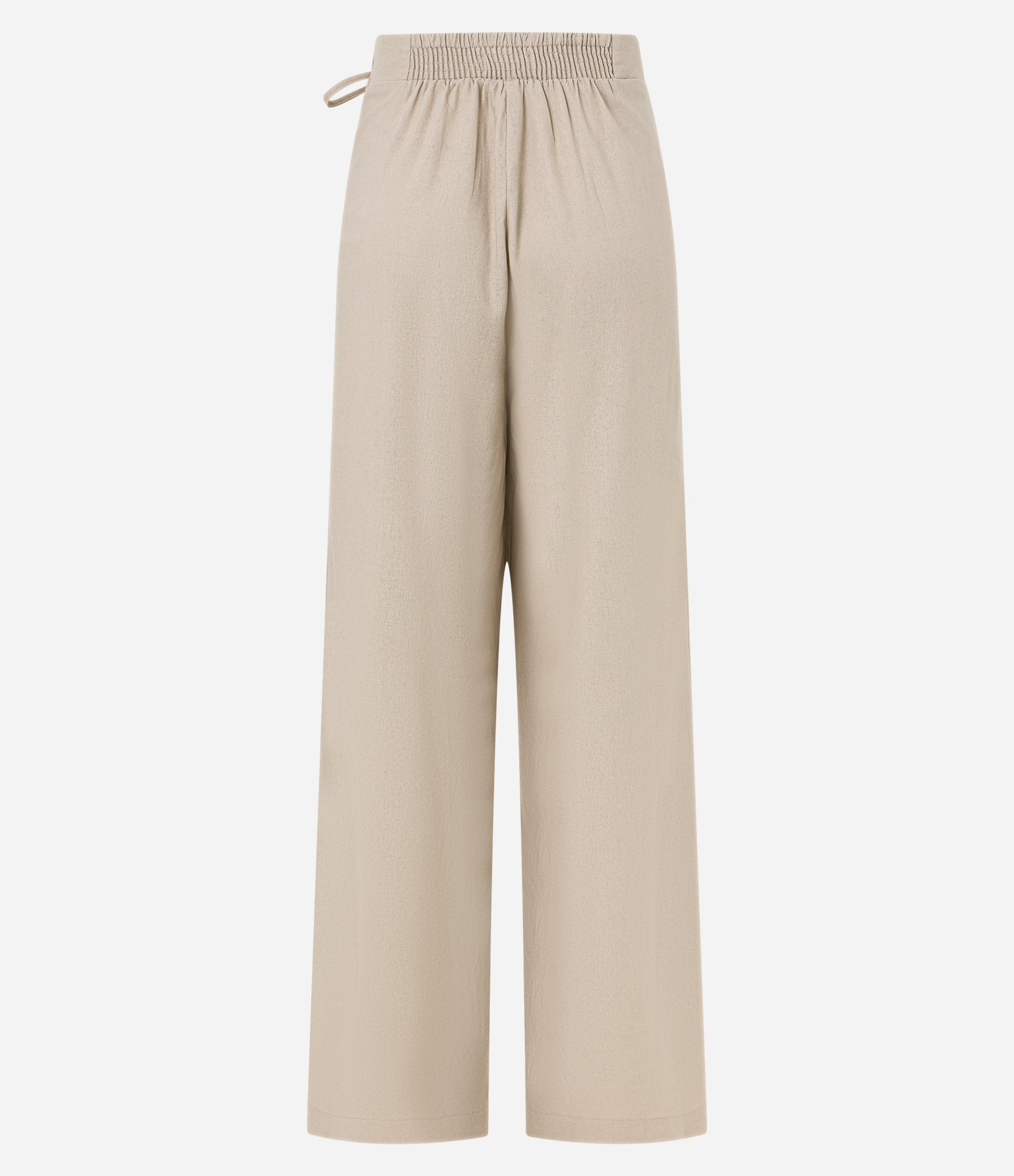 Calça Reta em Viscose com Linho e Amarração Lateral Bege 8