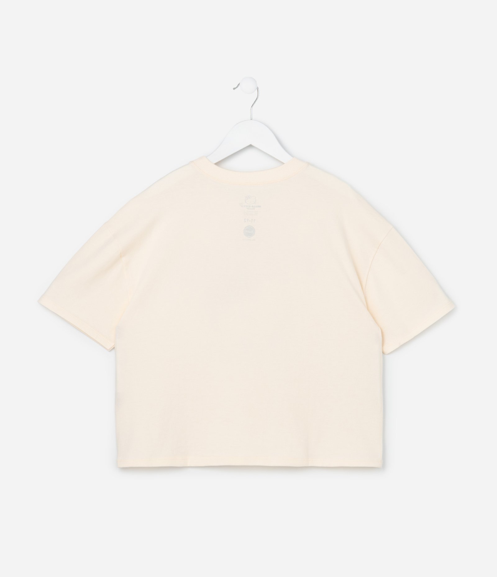 Camiseta Oversizes Infantil com Estampa e Lettering Hello Kitty Tam 5 a 14 Anos Bege 3