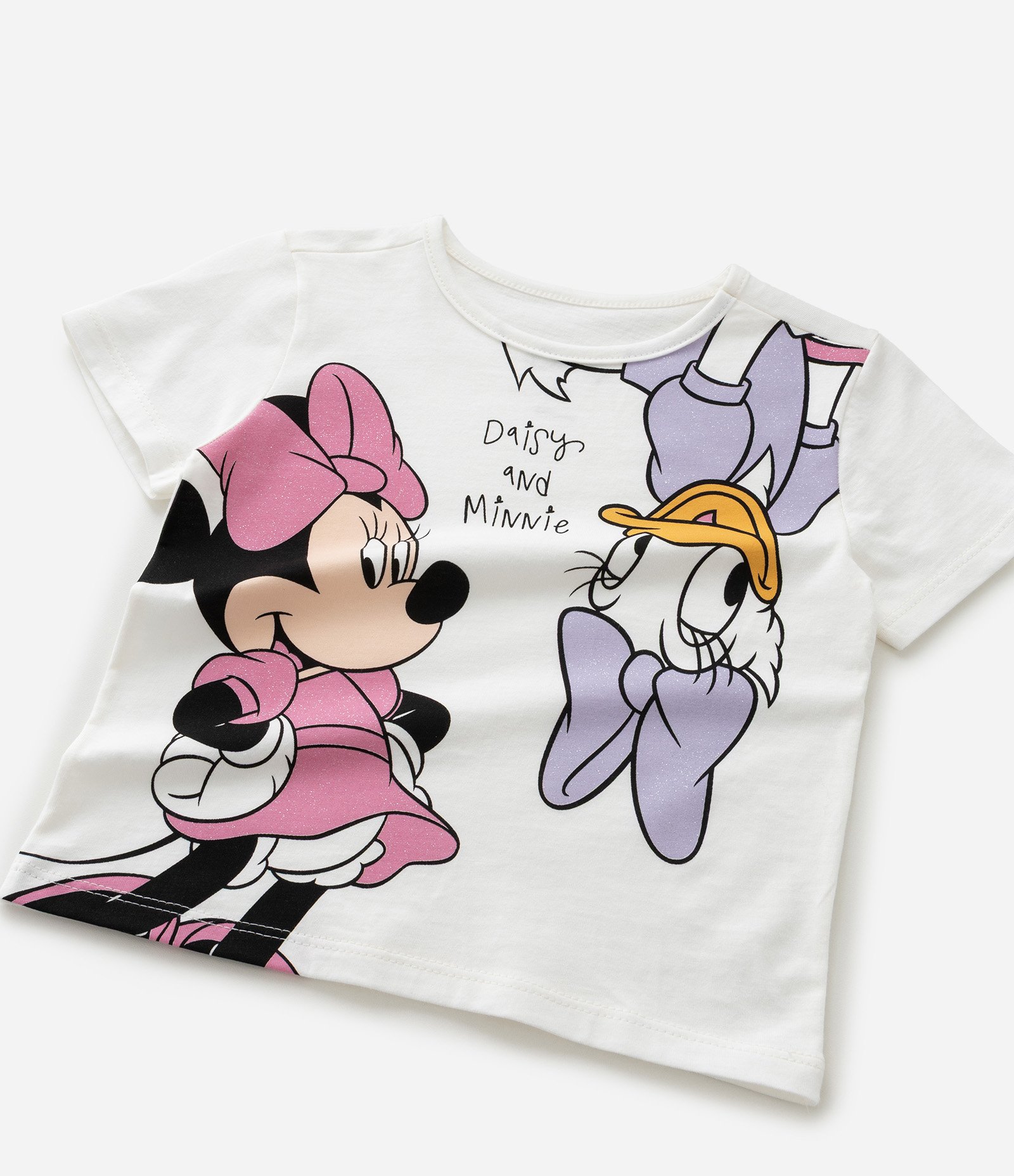 Camiseta Infantil com Estampa Minnie e Margarida - Tam 1 a 6 Anos Branco 5