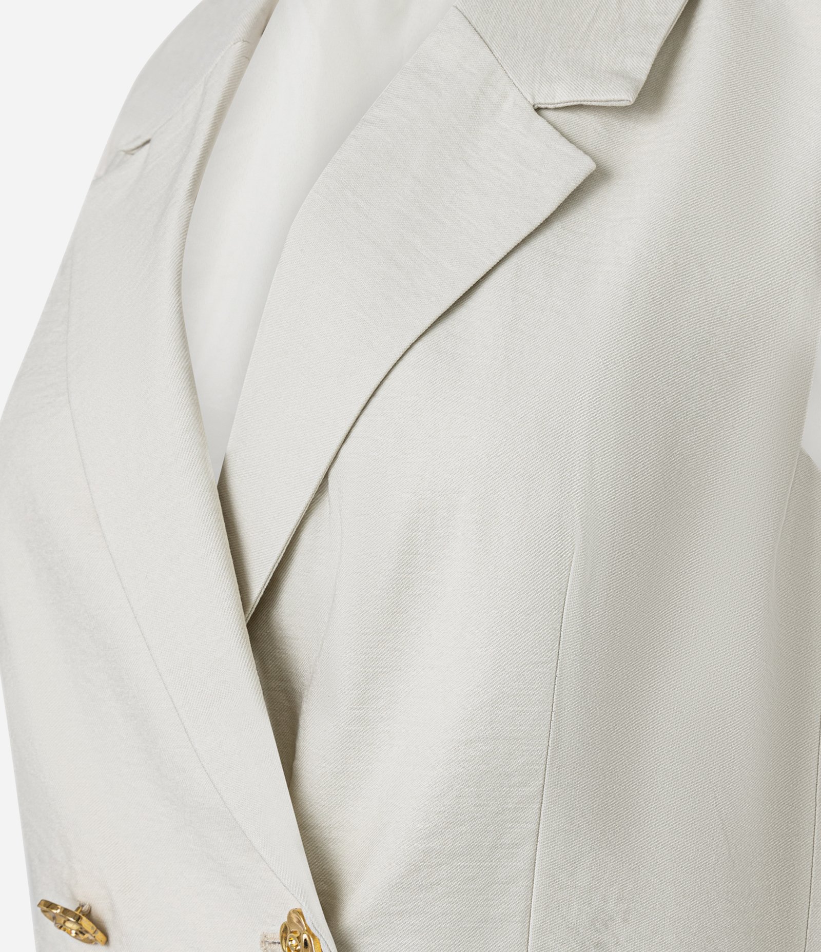 Colete Longo em Viscose com Gola Blazer e Botão Floral Bege 8