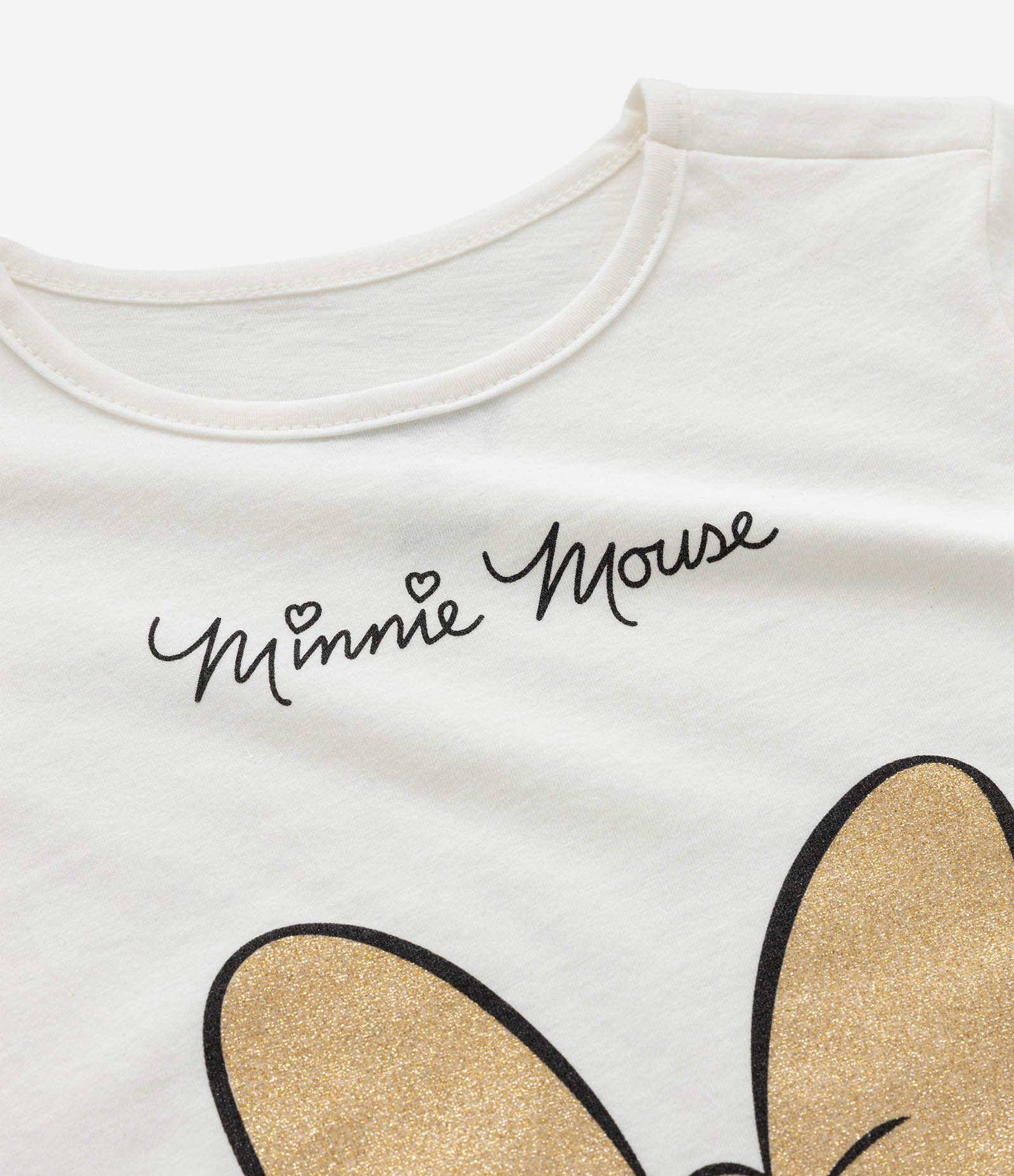 Camiseta Infantil com Estampa Minnie com Laço Brilhante - Tam 1 a 6 Anos Branco 4