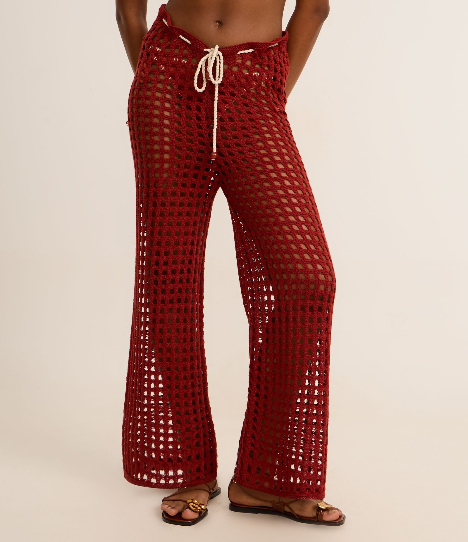 Saída de Praia Calça em Crochê Marrom 2