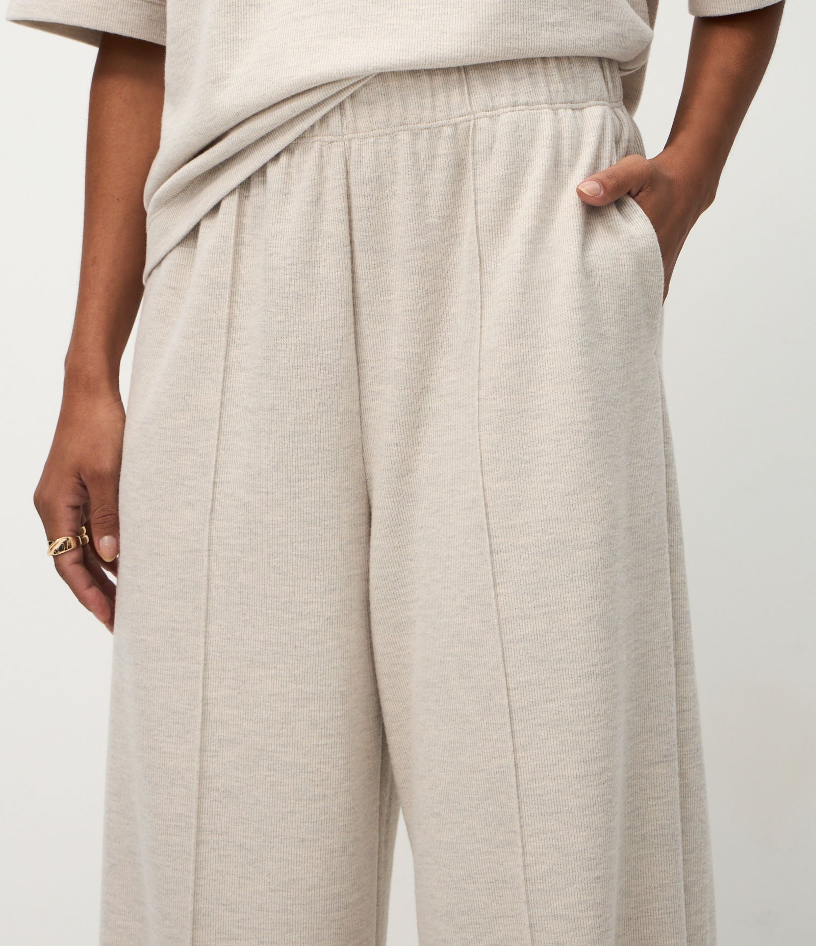 Calça Wide Leg em Moletom Sem Felpa Off White 3