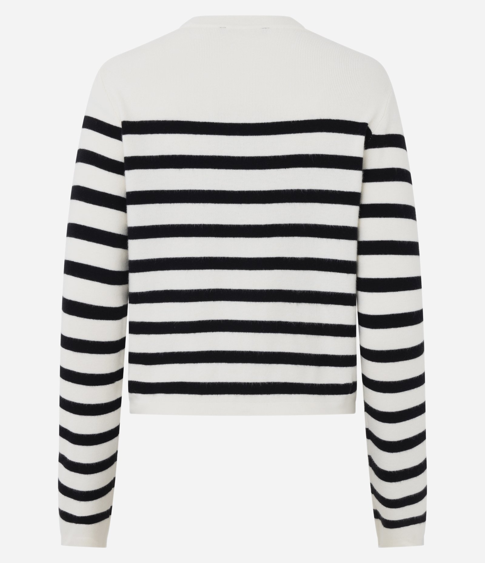 Cardigan Curto em Tricô com Estampa Listrada Branco/Preto 7