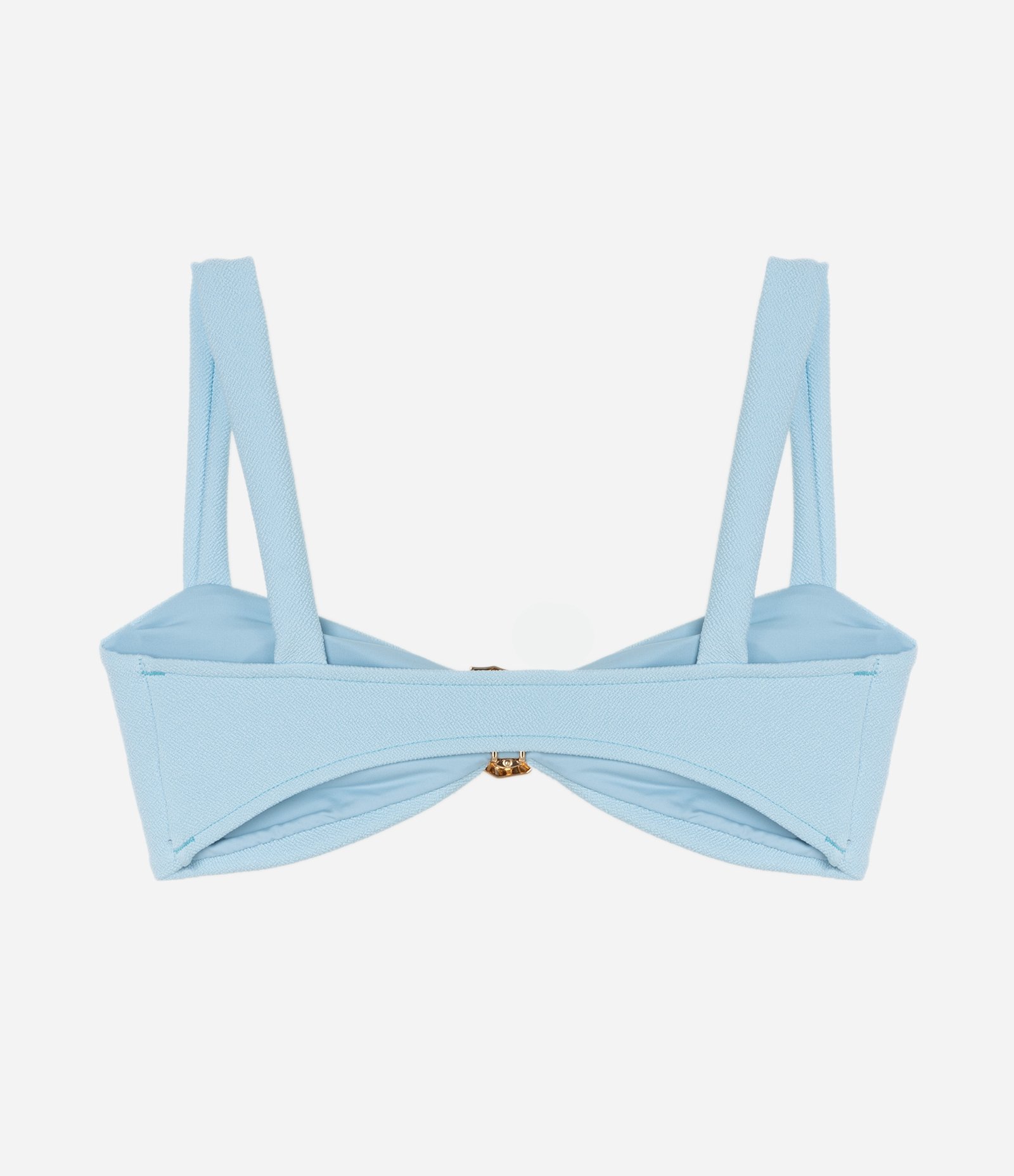 Biquini Top Bandeau em Microfibra Texturizada com Aviamento de Caracol Azul 6