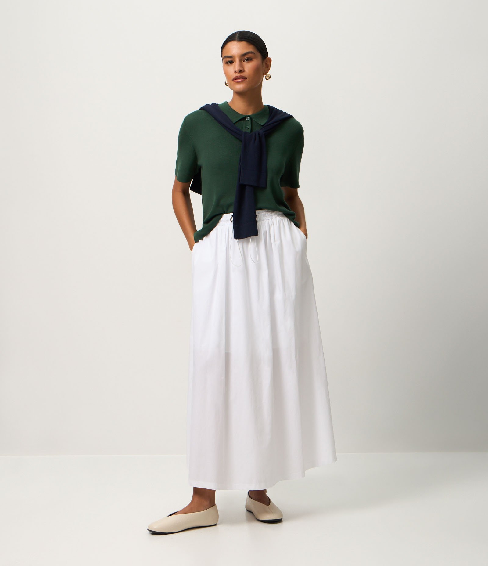 Blusa em Tricô com Manga Curta e Gola Polo Verde 2