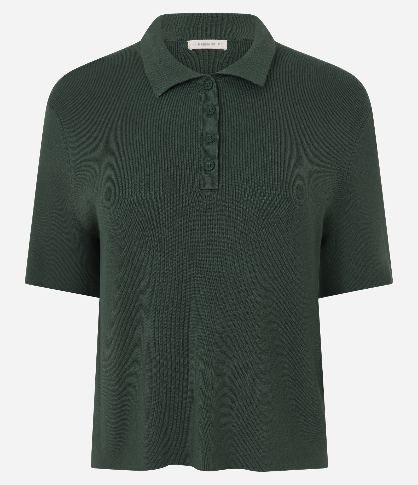 Blusa em Tricô com Manga Curta e Gola Polo Verde 5
