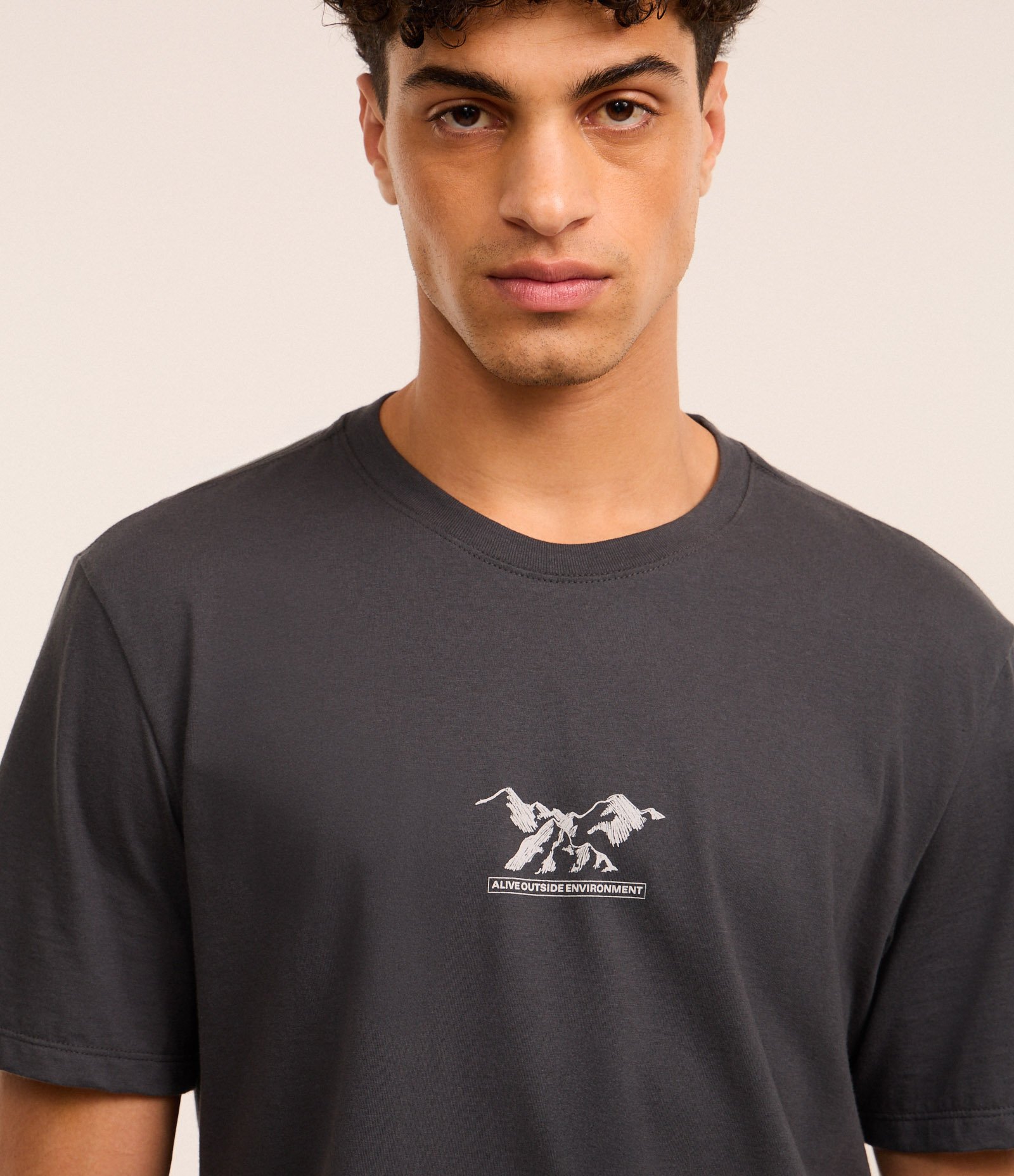 Camiseta T-Shirt em Algodão com Estampa Montanha Cinza 4