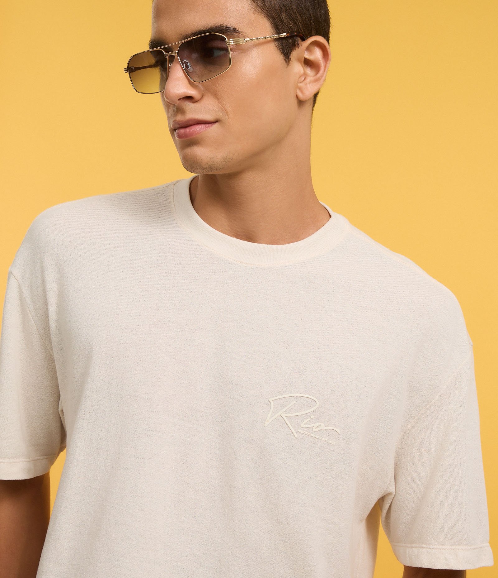 Camiseta Relaxed em Algodão com Lettering em Revelo Rio Bege 7