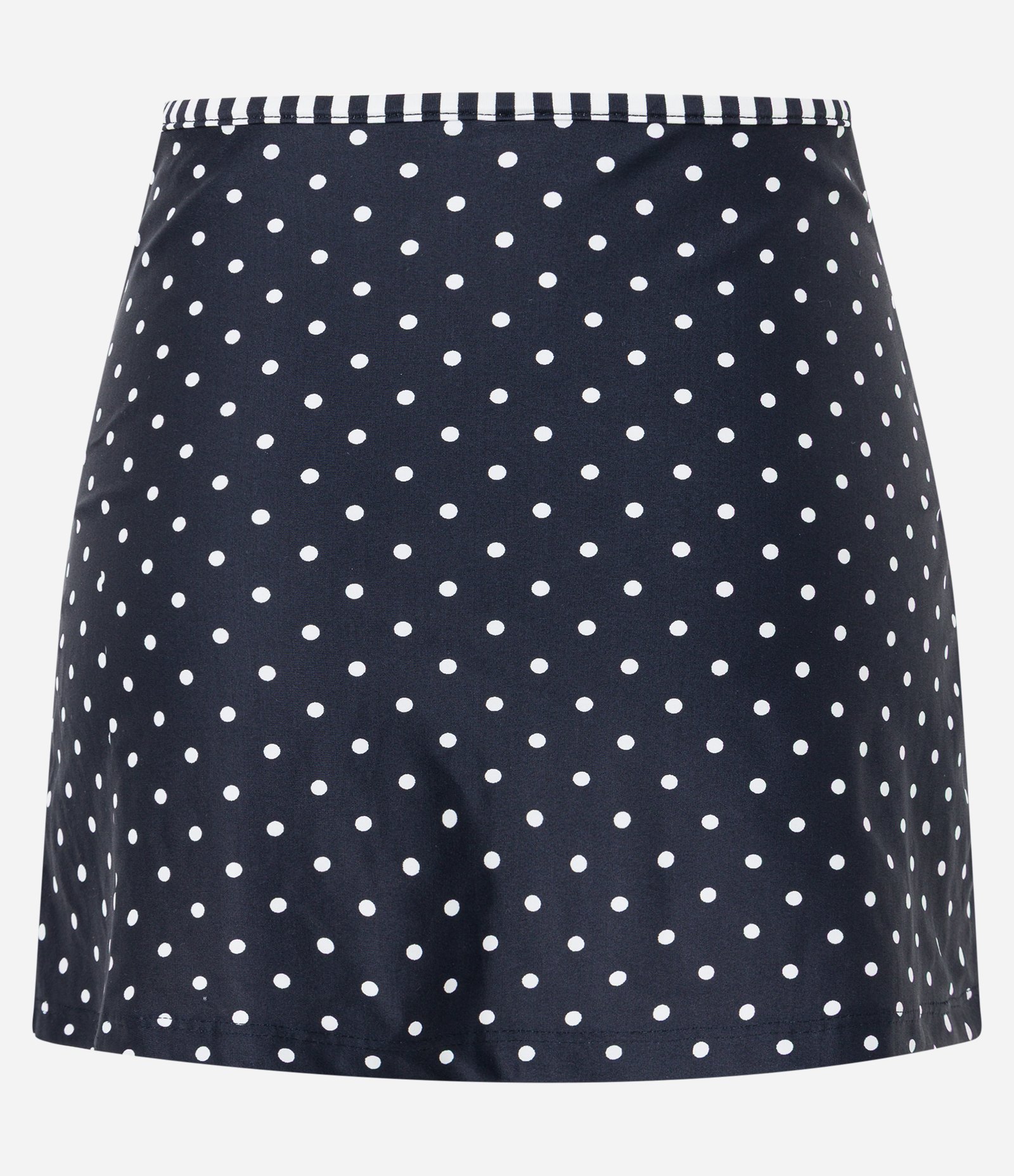 Saída de Praia Saia Curta em Microfibra Poá Bicolor Preto 6