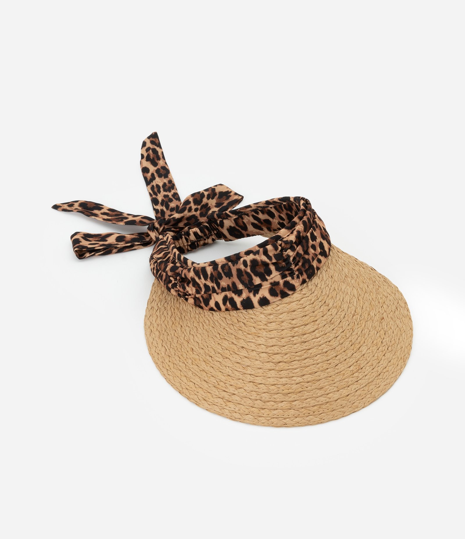 Viseira de Papel com Lenço Estampado Animal Print Onça Bege 1