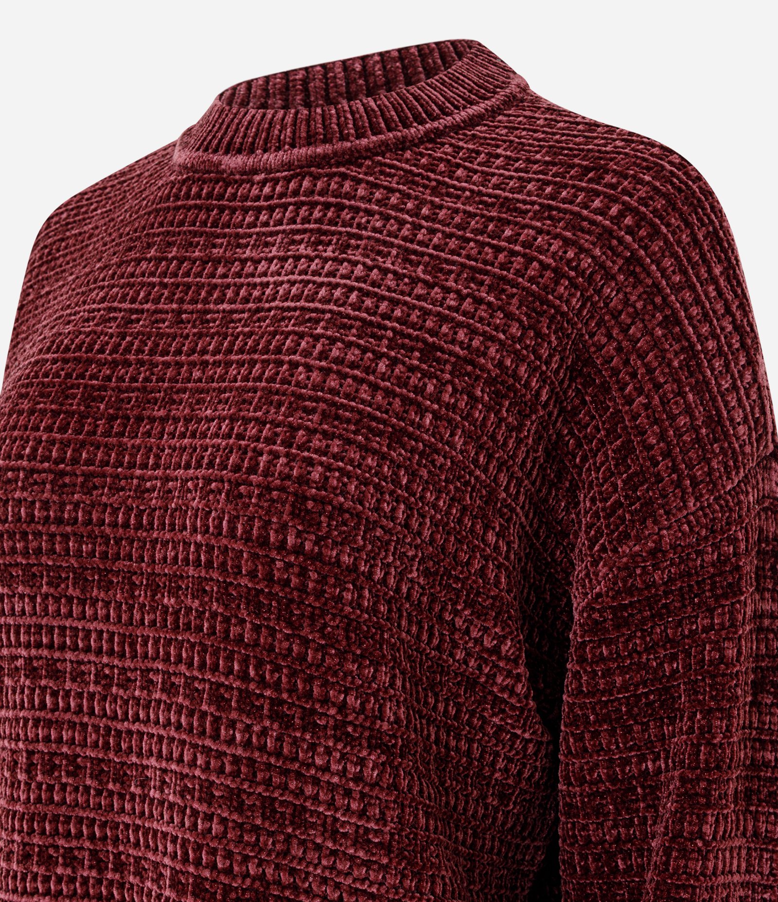 Suéter Regular e Texturizado em Tricô Chenille Vermelho 6