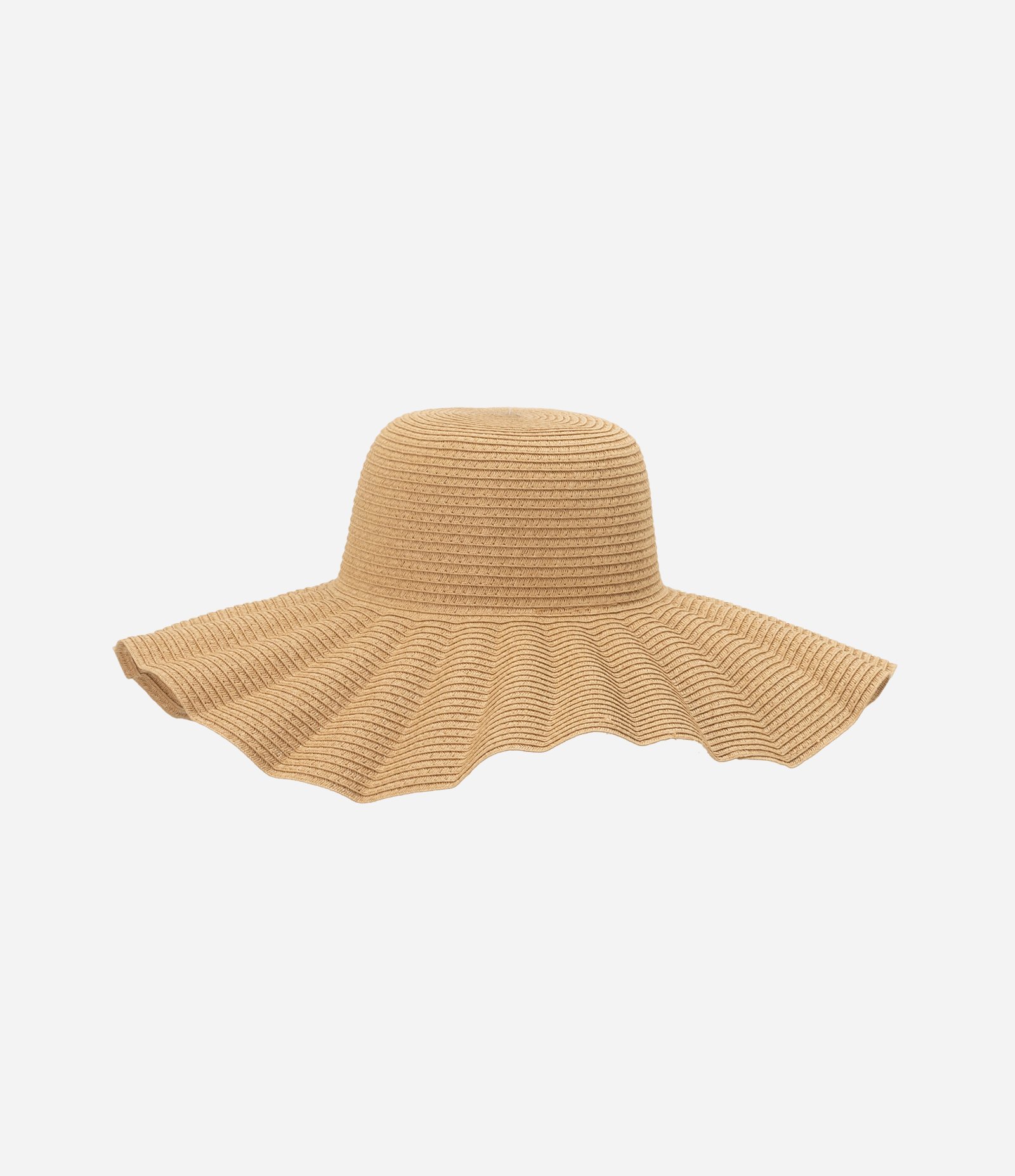 Chapéu de Palha com Aba Grande Ondulada Bege 2